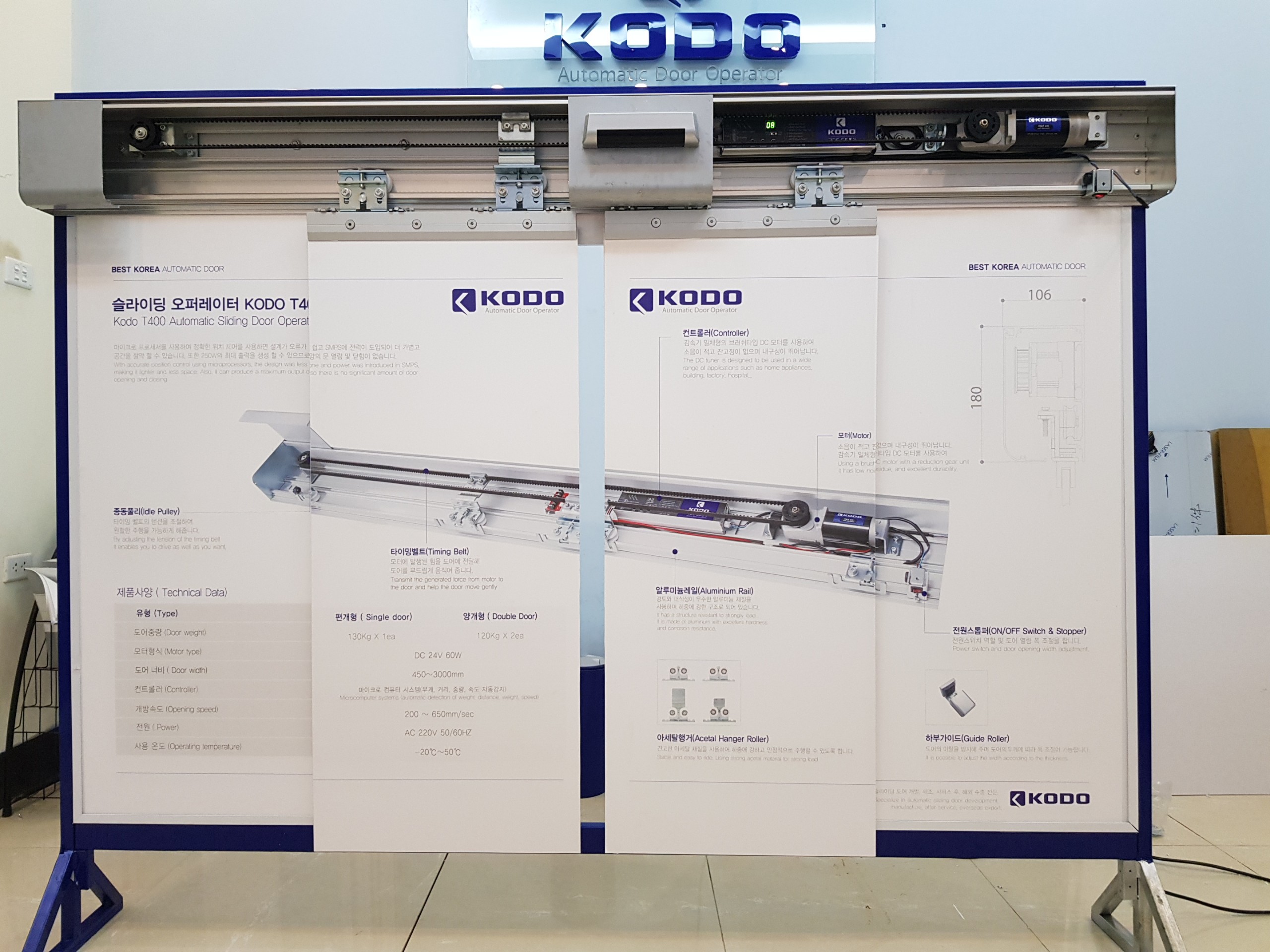 Bộ cửa lùa trượt tự động HÀN QUỐC (Ray 4M)