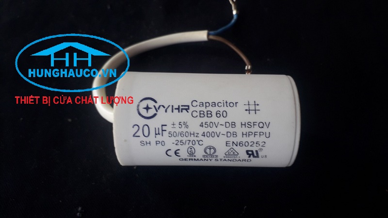 Tụ điện CBB60 20UF cho motor cửa cổng và motor cửa cuốn AC220V