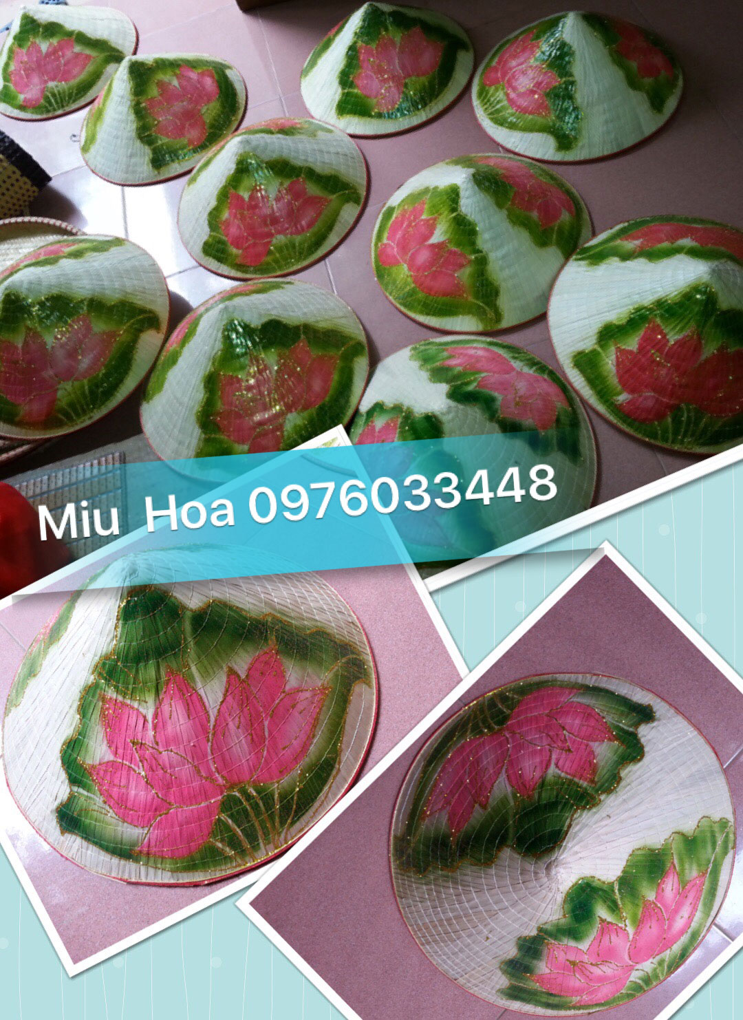 Bọc nón 2 hoa sen nền trắng