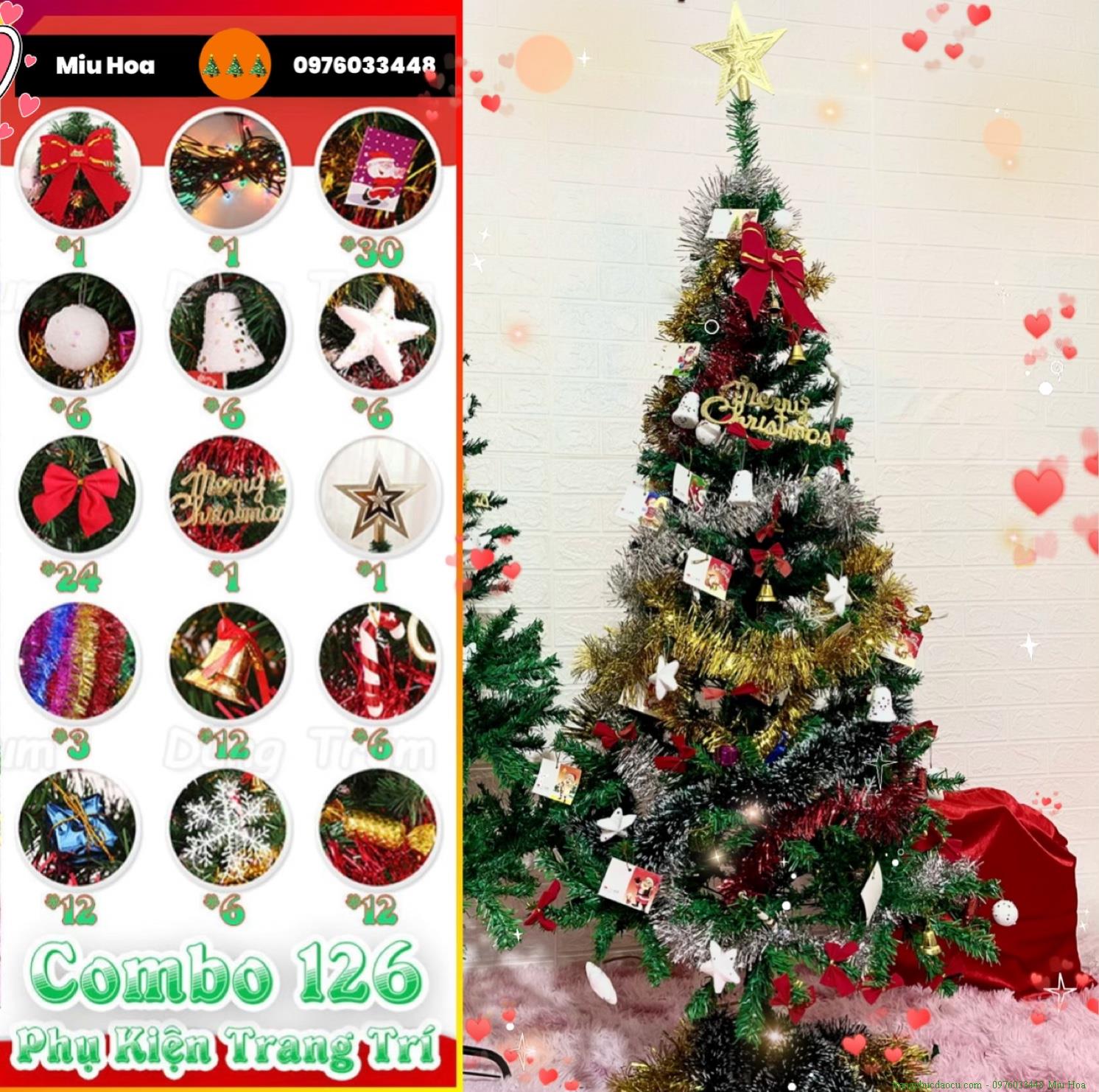 Cây Thông NOEL 126 Phụ Kiện 280 Cành 1m5 Trang Trí Giáng Sinh Cực Đẹp