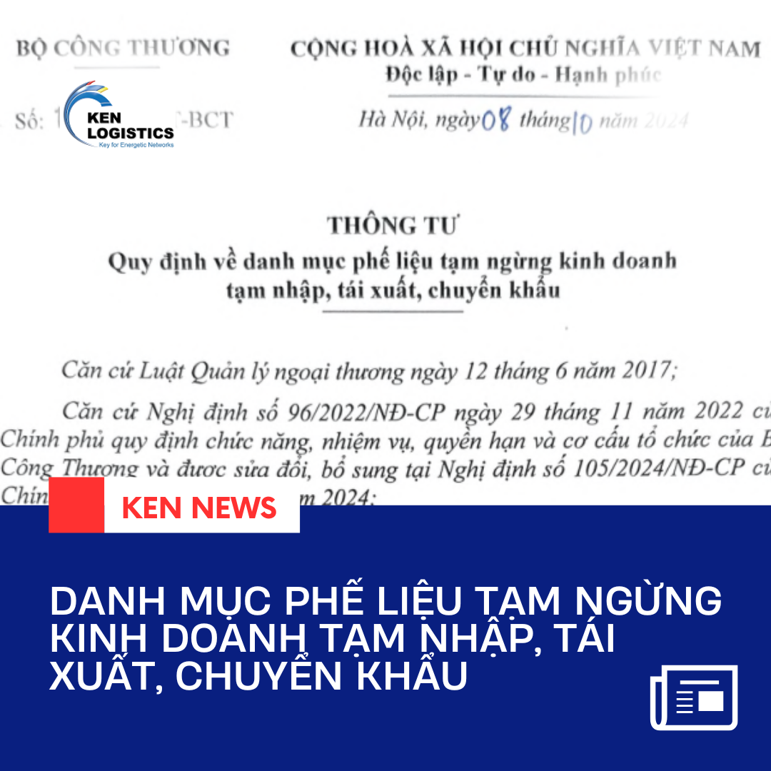 DANH MỤC PHẾ LIỆU TẠM NGỪNG KINH DOANH TẠM NHẬP, TÁI XUẤT, CHUYỂN KHẨU