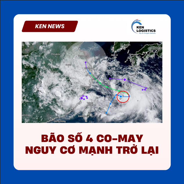 BÃO SỐ 4 CO-MAY NGUY CƠ MẠNH TRỞ LẠI CÓ KHẢ NĂNG ĐỔ BỘ VÀO BỜ BIỂN PHÍA NAM THƯỢNG HẢI TRUNG QUỐC.