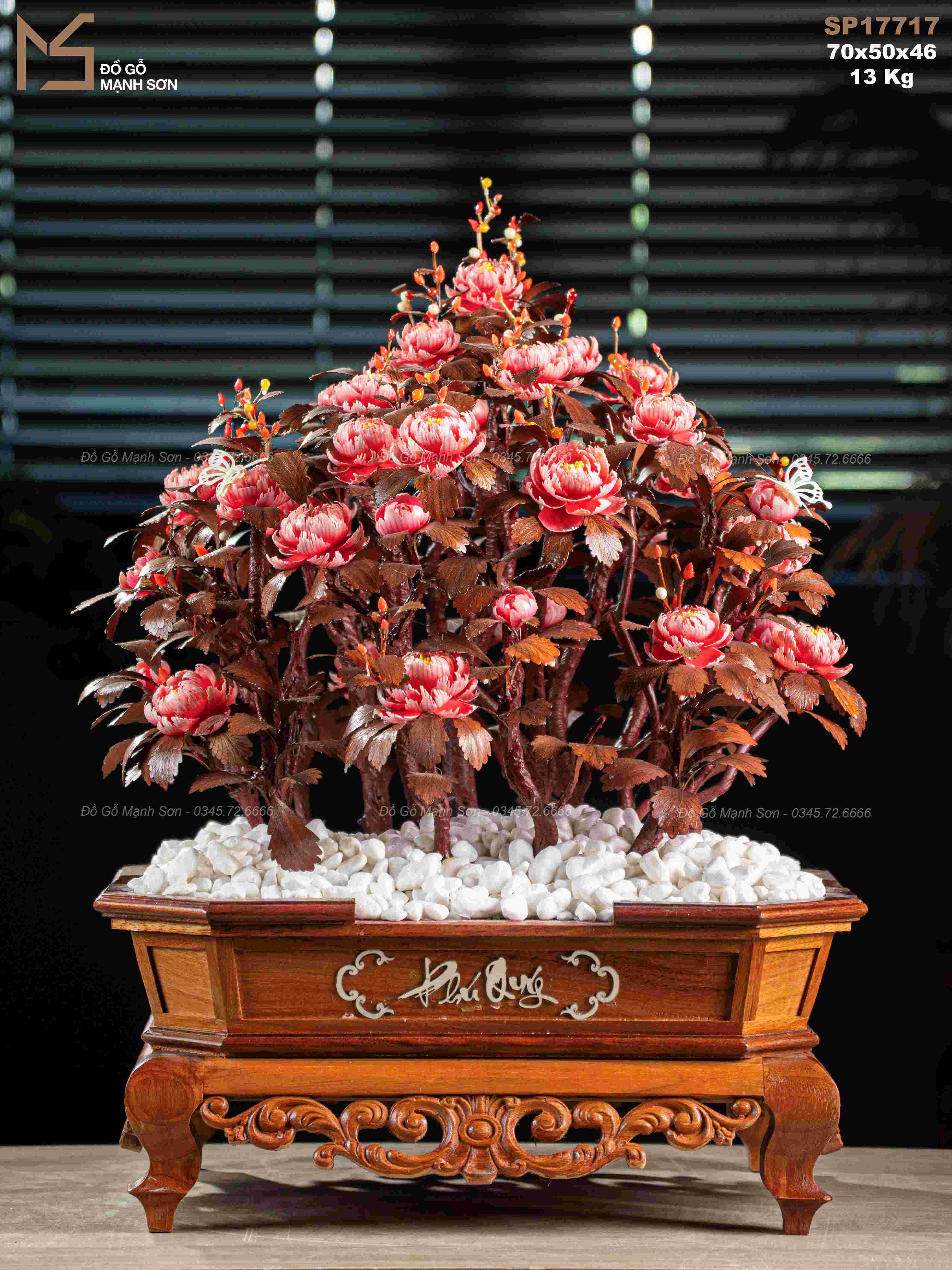 Chậu hoa ốc gỗ sưa mã 17717