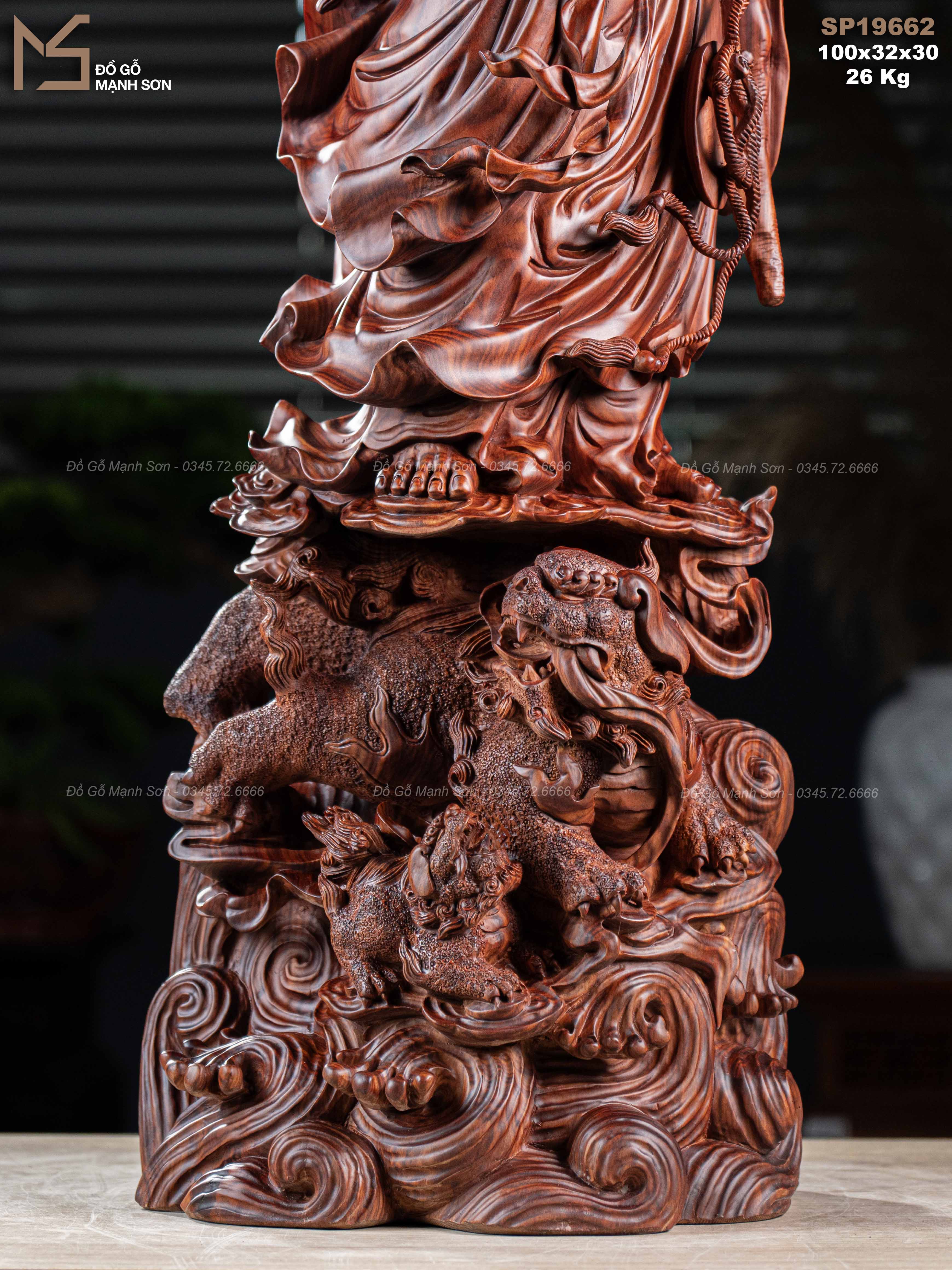 Tượng Đạt Ma gỗ tử đàn mã 19662