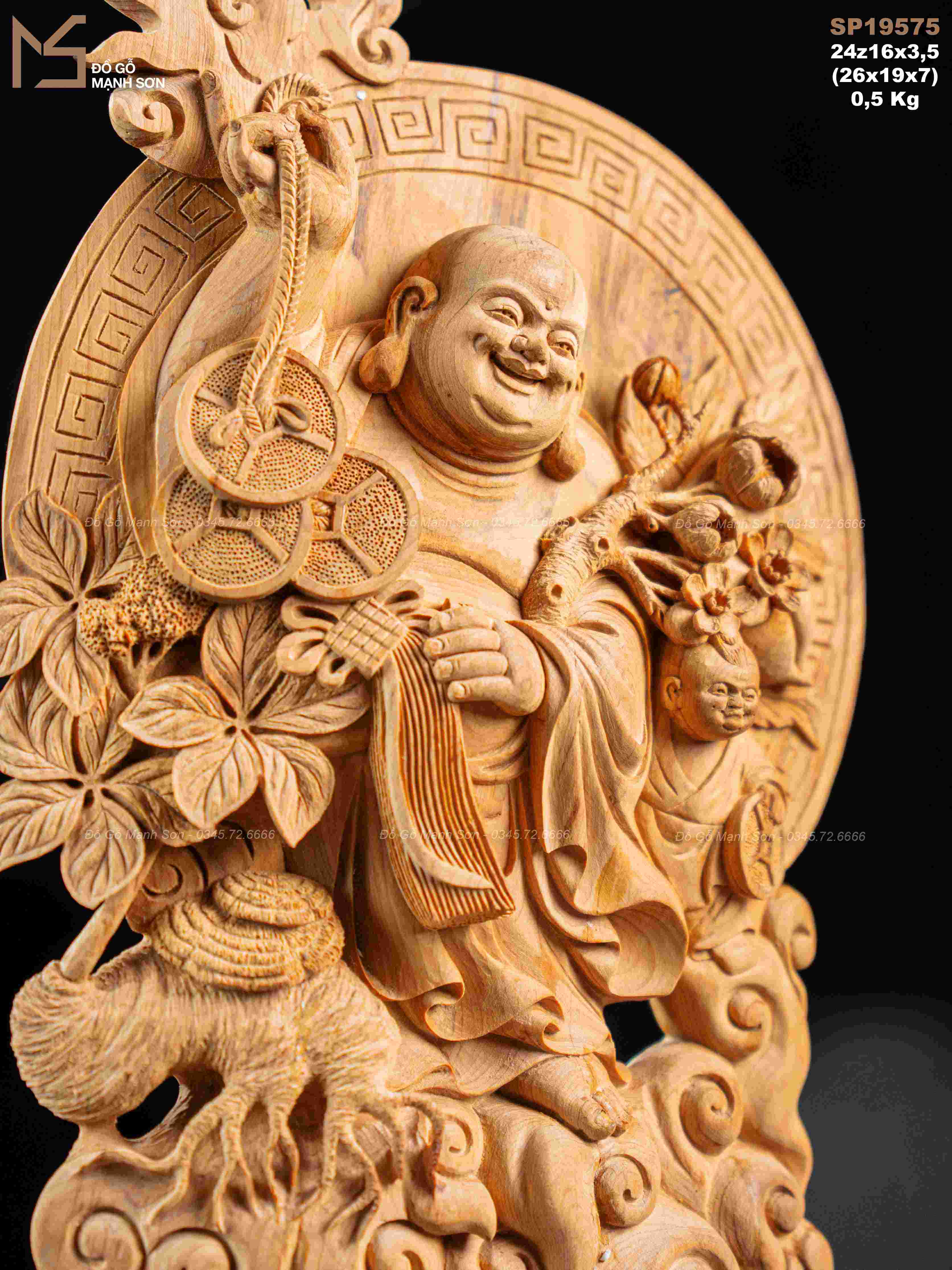 Tượng Di Lặc gỗ hoàng đàn mã 19575