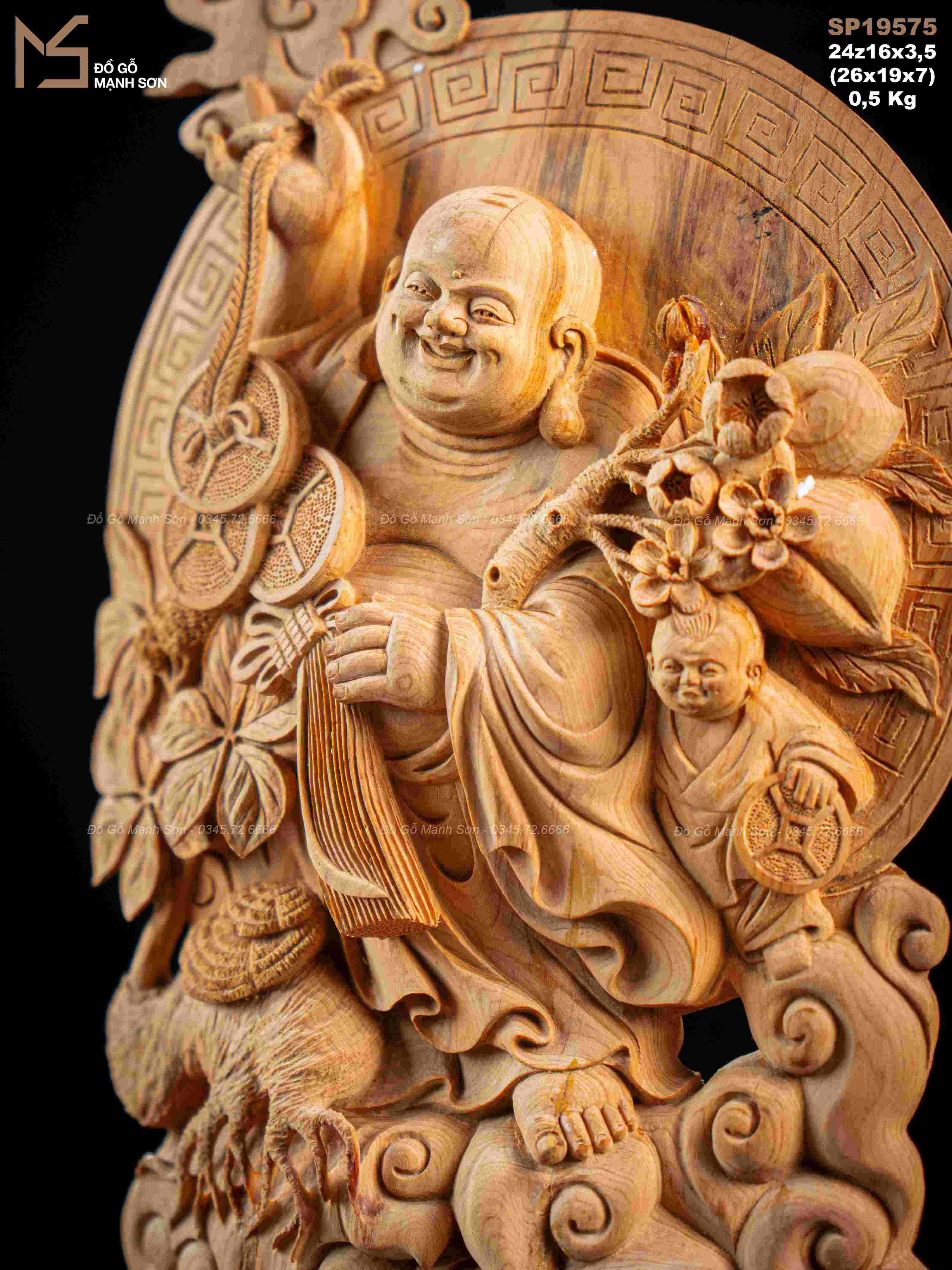 Tượng Di Lặc gỗ hoàng đàn mã 19575