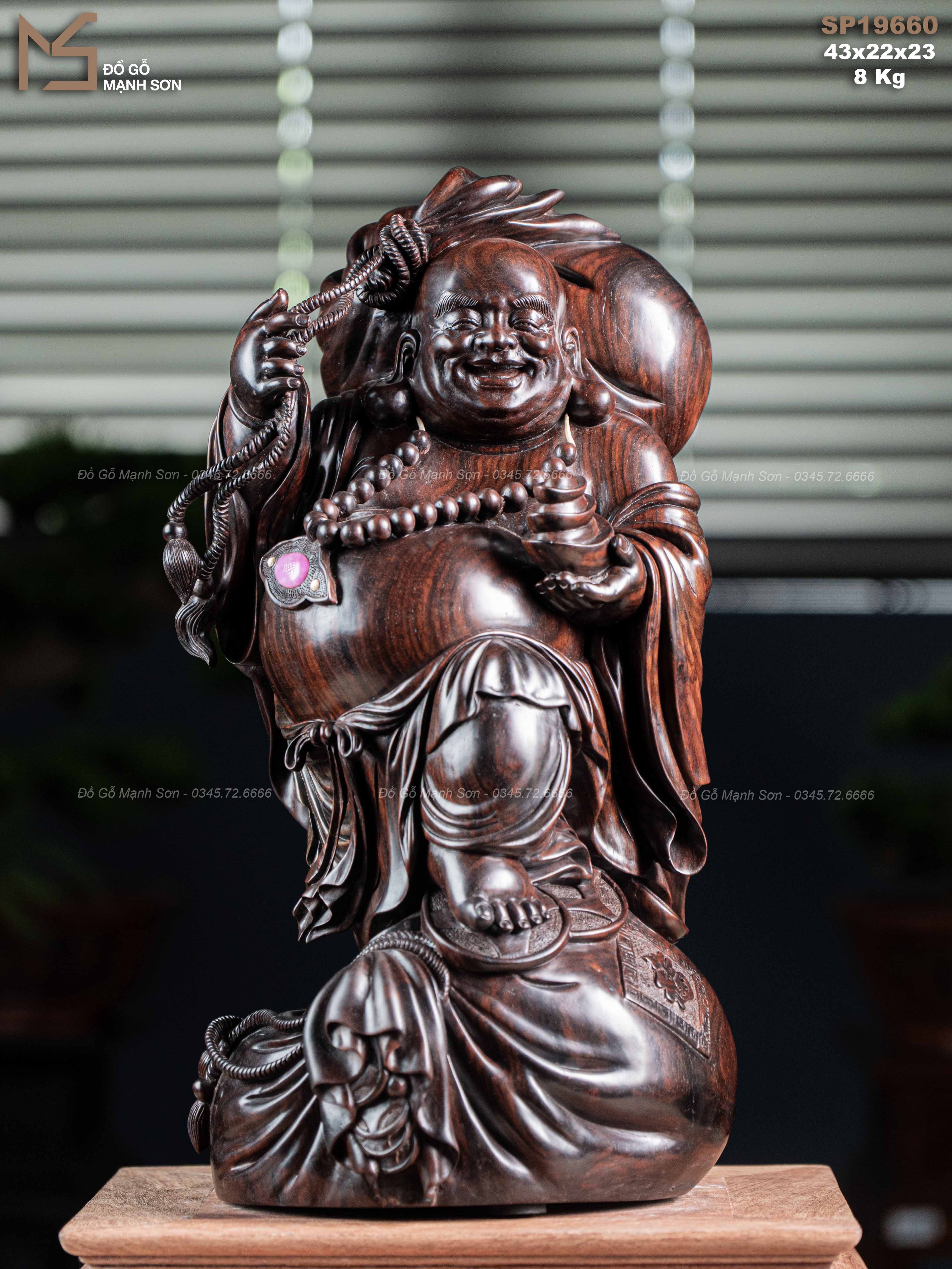 Tượng Di Lặc gỗ trắc mã 19660