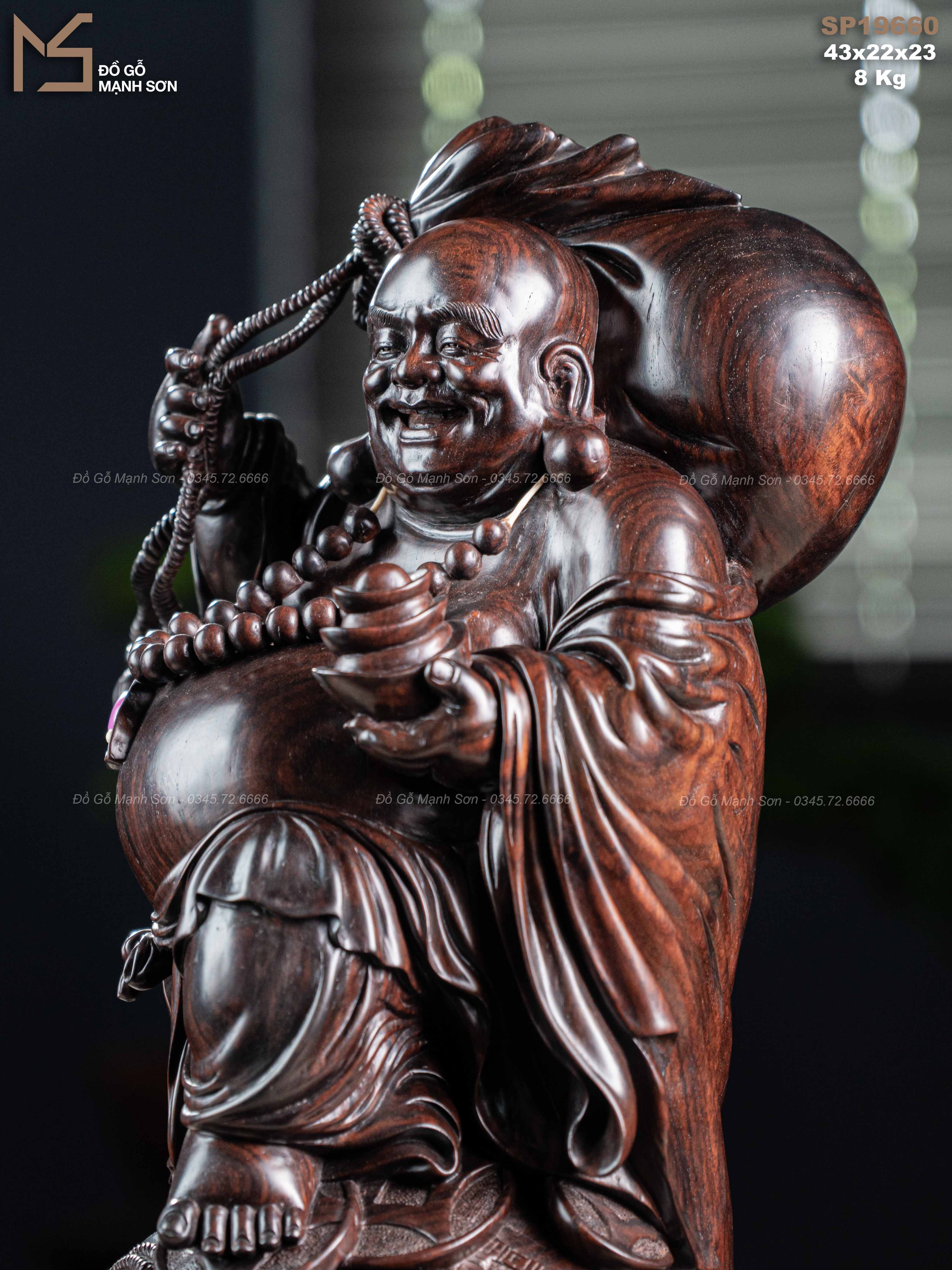 Tượng Di Lặc gỗ trắc mã 19660