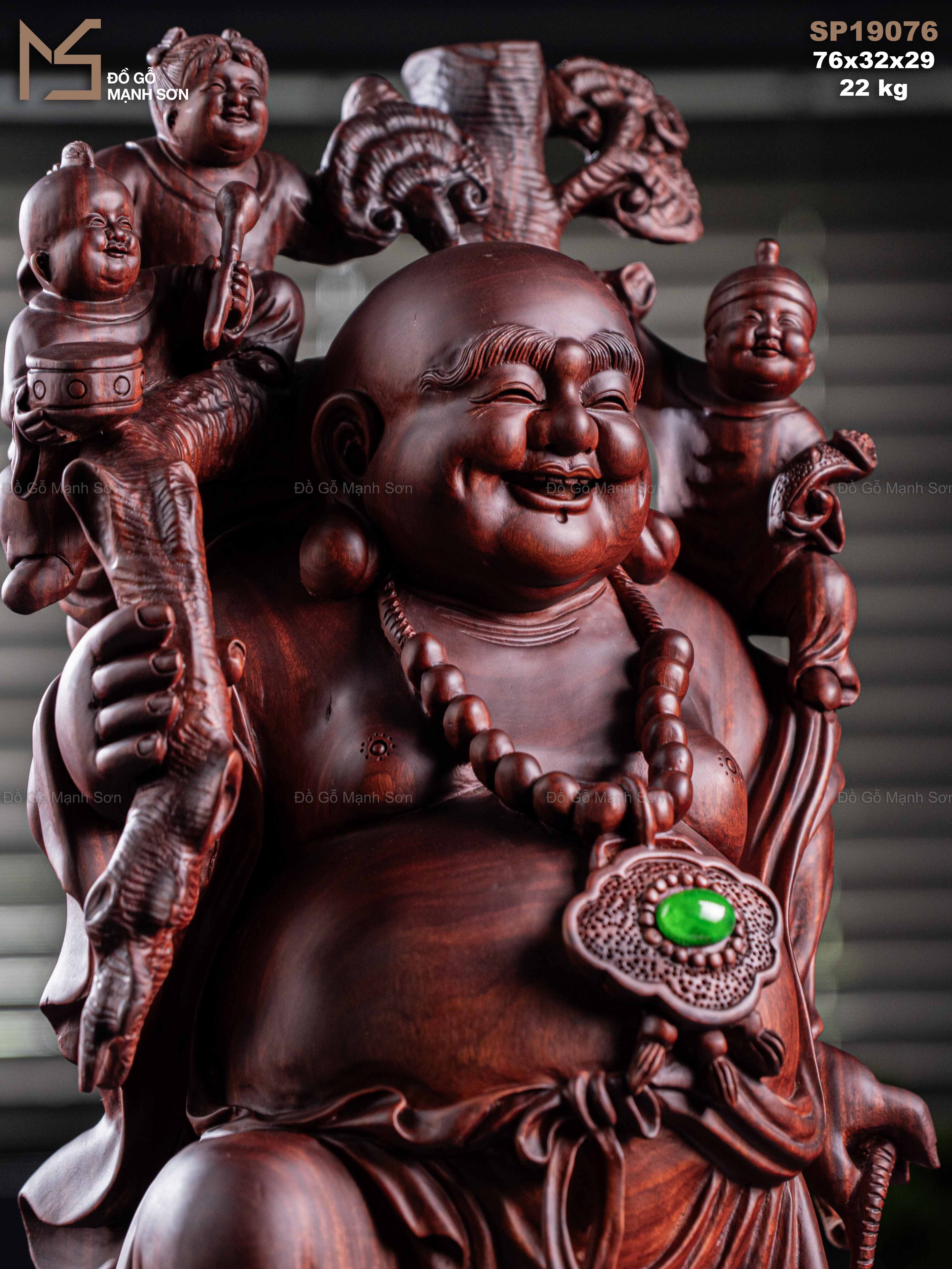 TƯỢNG GỖ DI LẶC ĐỨNG NGŨ PHÚC - GỖ TỬ ĐÀN