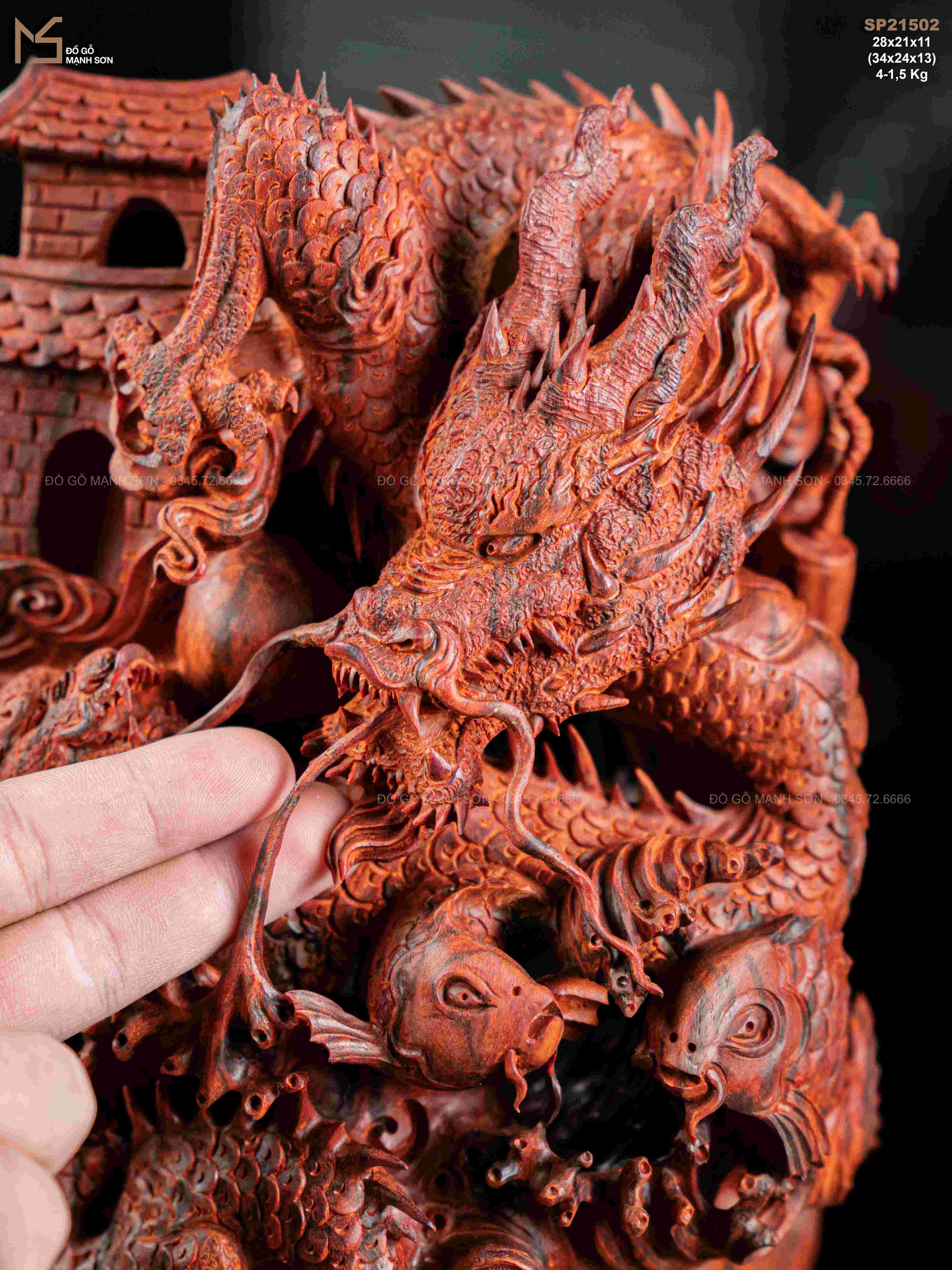 TƯỢNG CÁ CHÉP HÓA RỒNG - GỖ TỬ ĐÀN