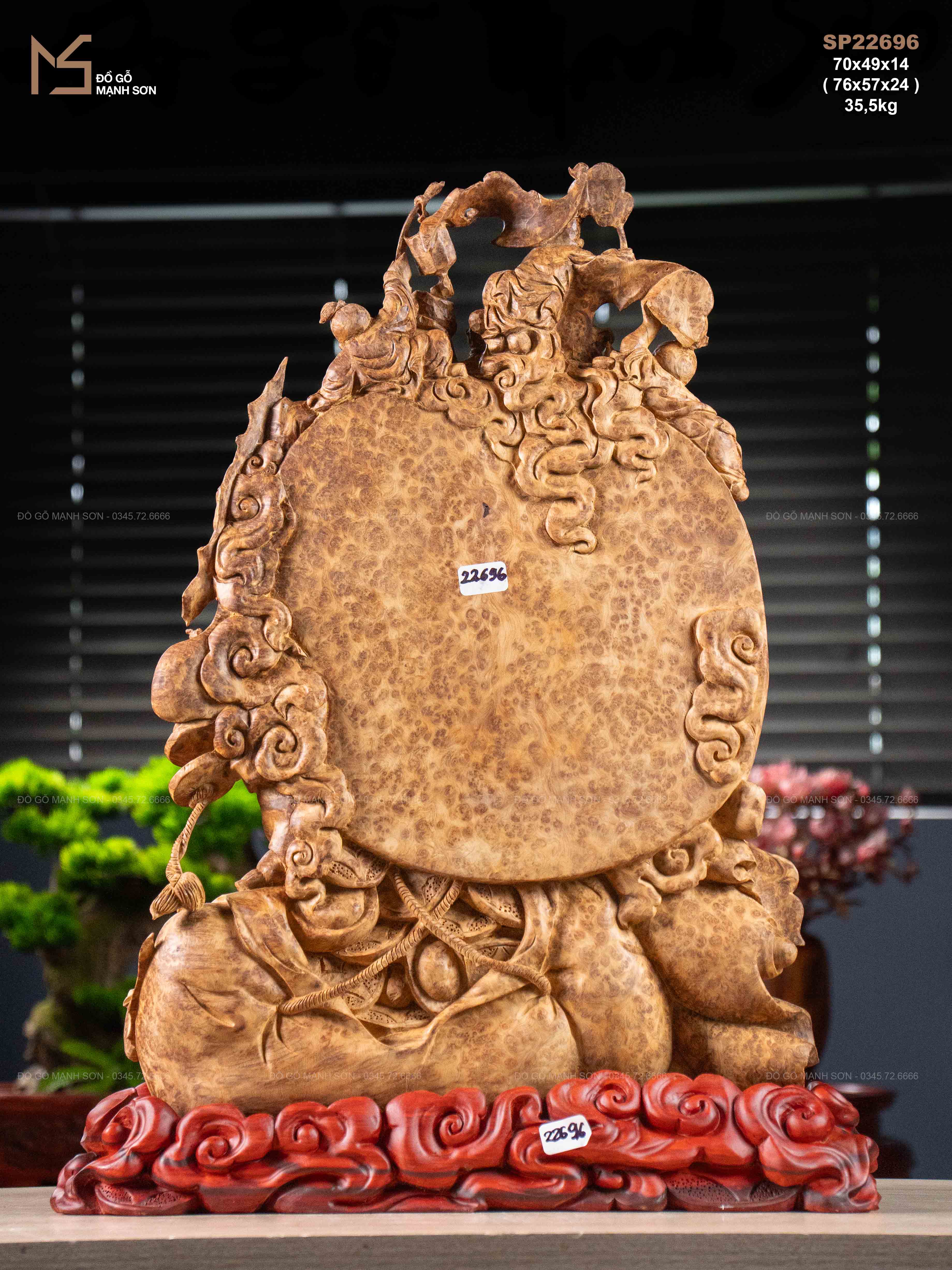 TƯỢNG DI LẶC NGŨ PHÚC - GỖ NU NGỌC AM