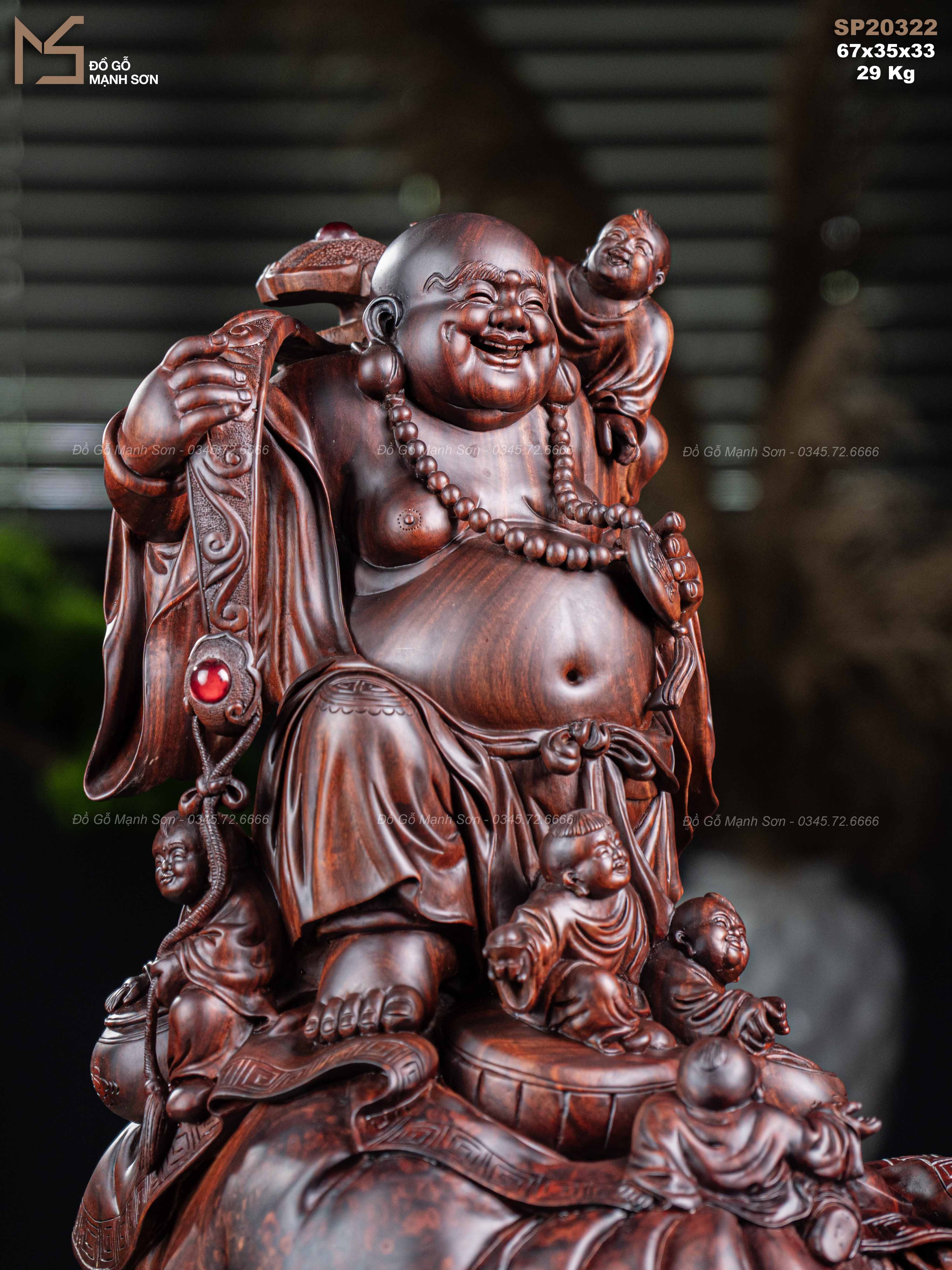 TƯỢNG DI LẶC ĐỨNG BAO TIỀN - GỖ NU TỬ ĐÀN