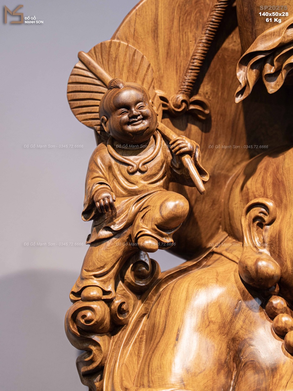 TƯỢNG DI LẶC NGŨ PHÚC - GỖ BÁCH XANH MỘC CHÂU