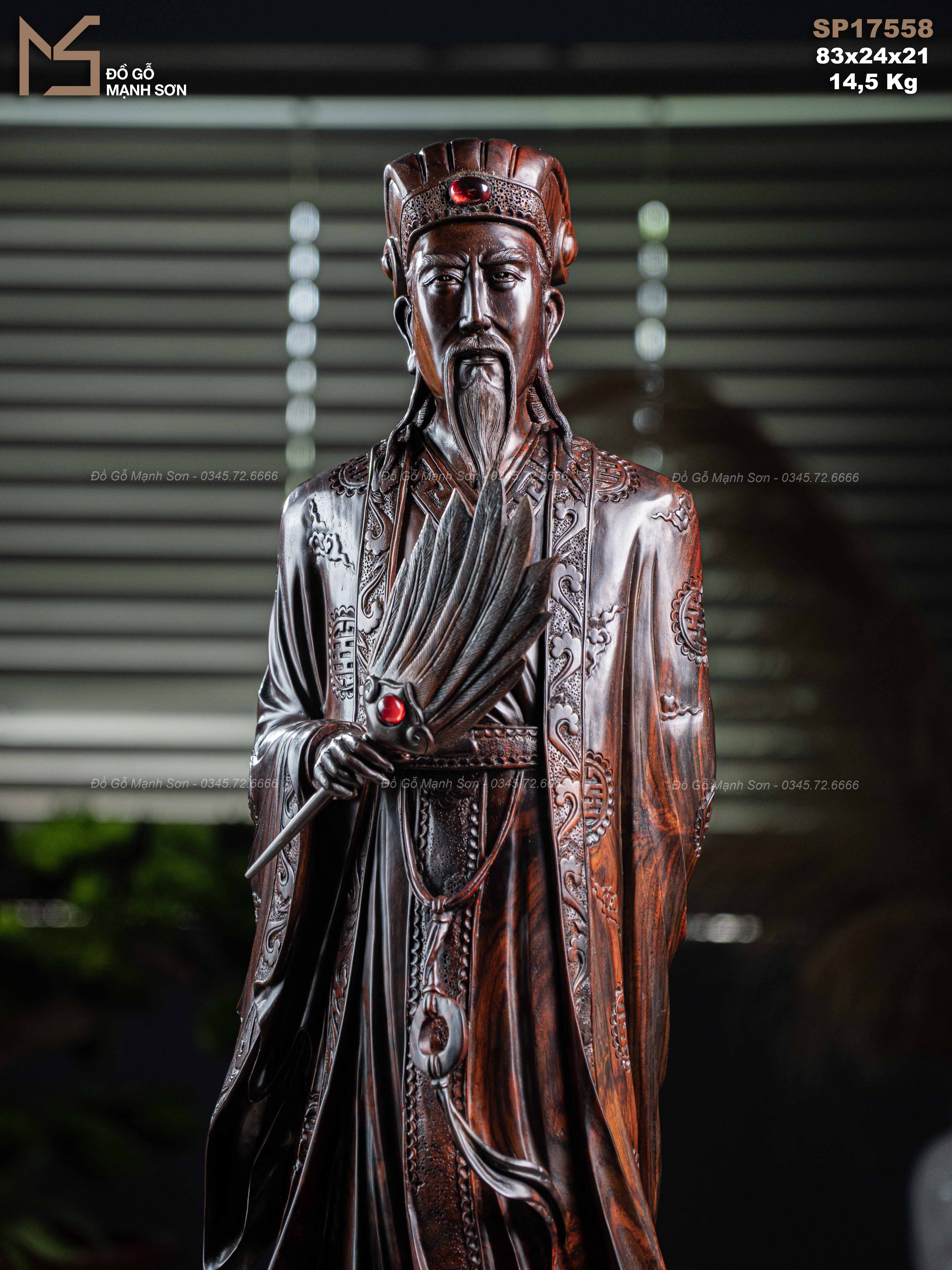 Tượng Khổng Minh gỗ trắc mã 17558