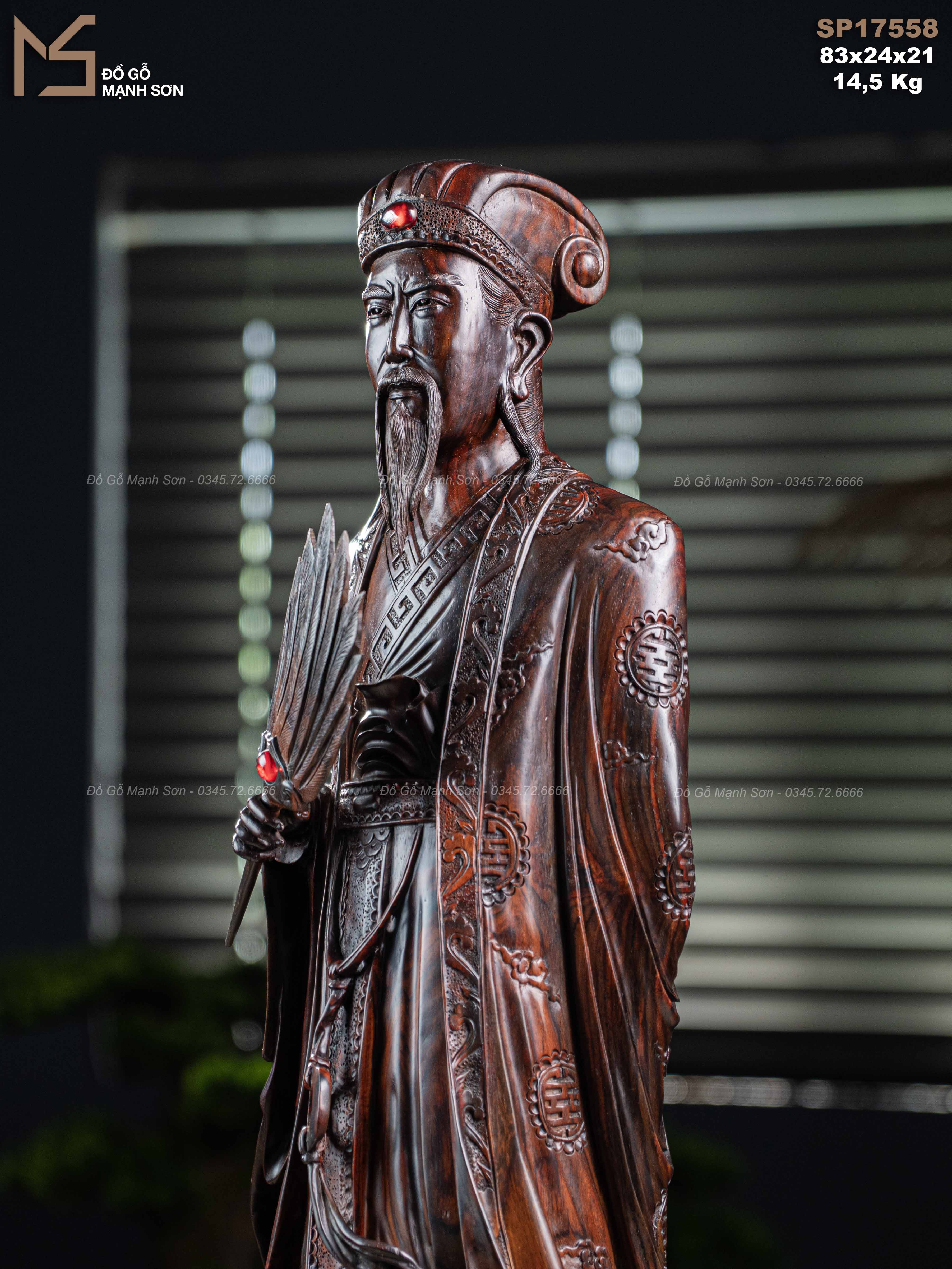 Tượng Khổng Minh gỗ trắc mã 17558
