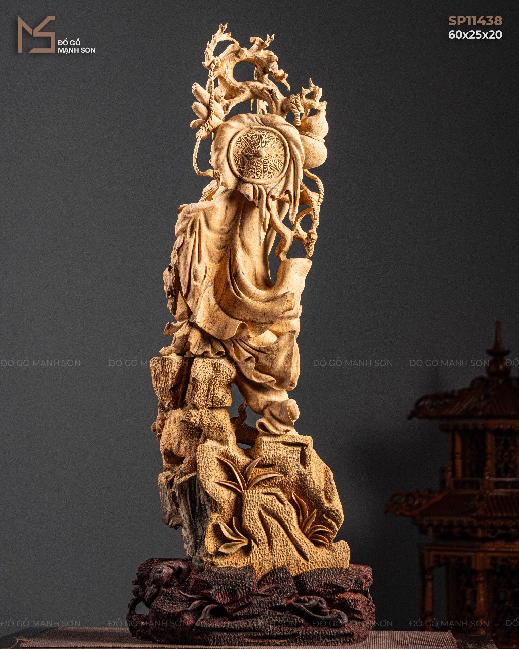 TƯỢNG ĐẠT MA PHỤC LÂN - GỖ HOÀNG ĐÀN