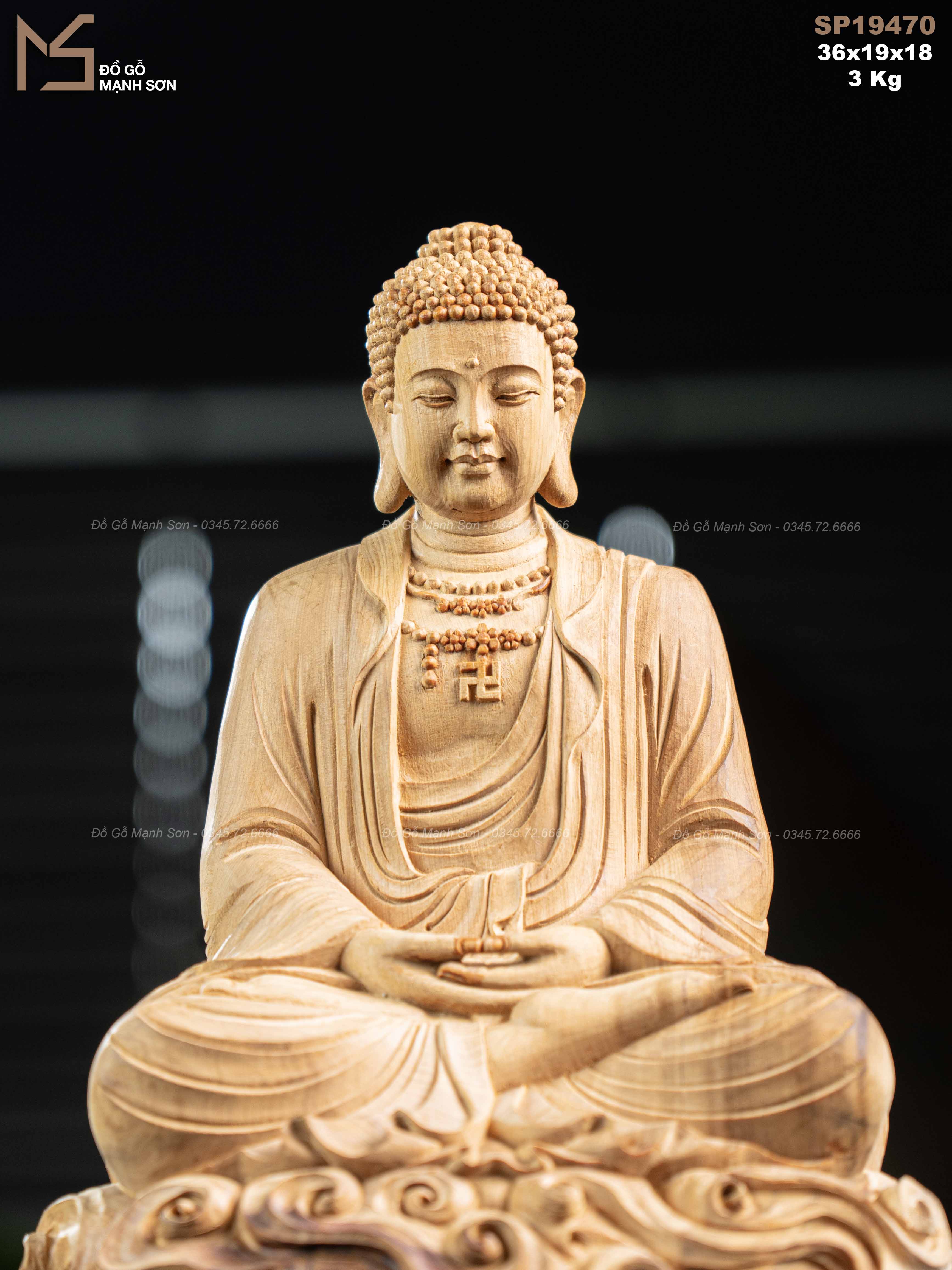 Tượng Phật A Di Đà gỗ hoàng đàn mã 19470