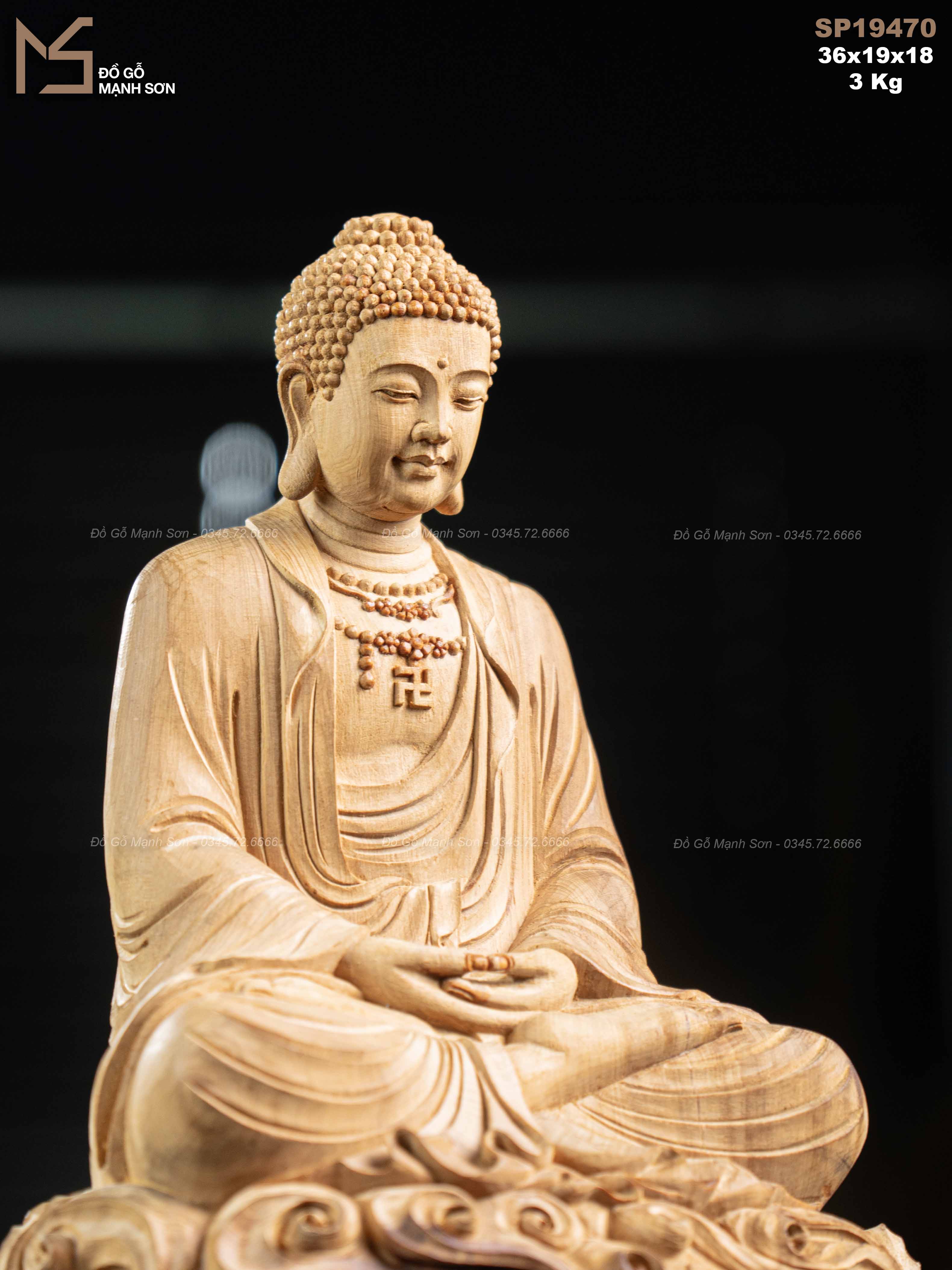Tượng Phật A Di Đà gỗ hoàng đàn mã 19470