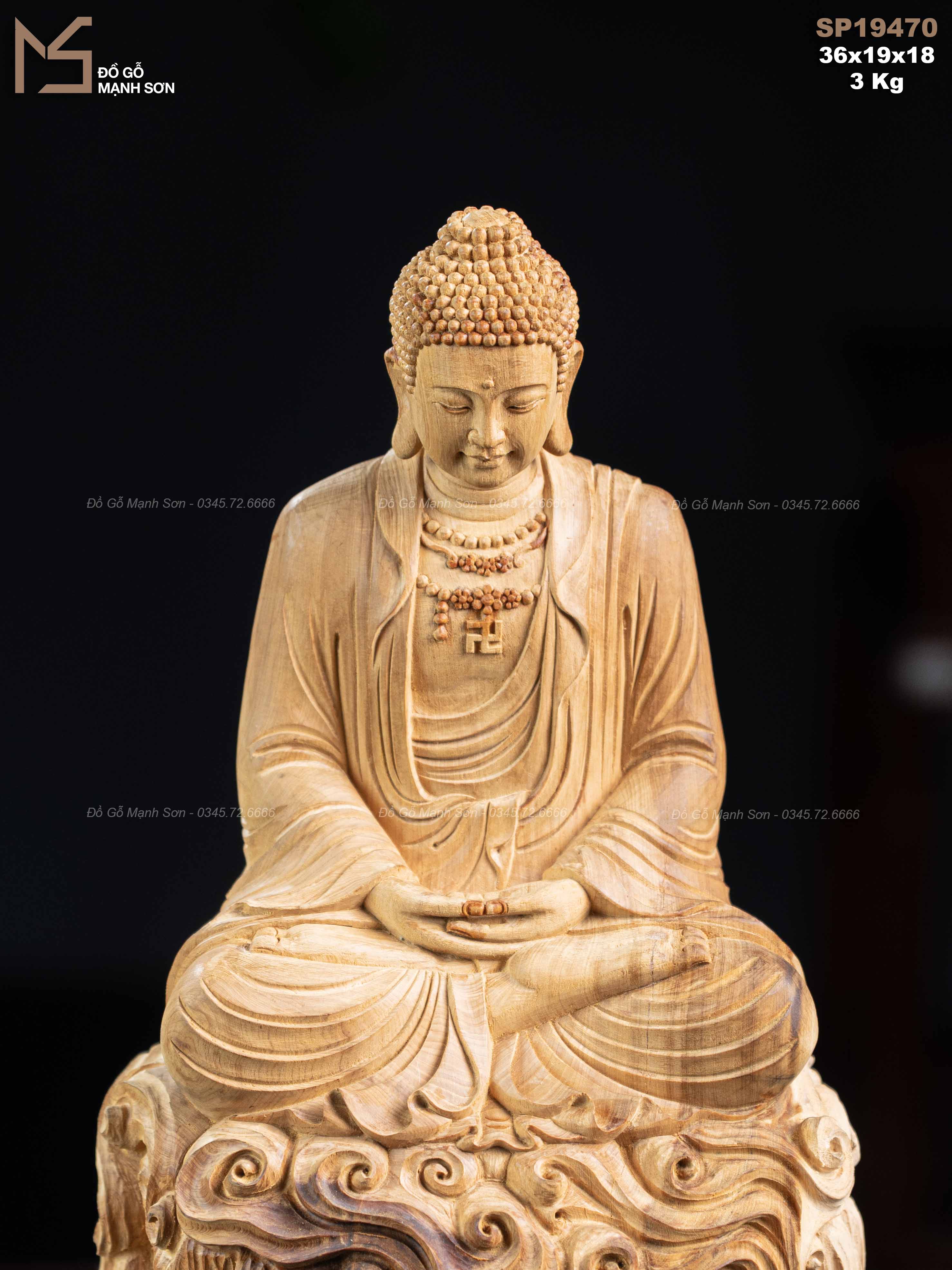 Tượng Phật A Di Đà gỗ hoàng đàn mã 19470