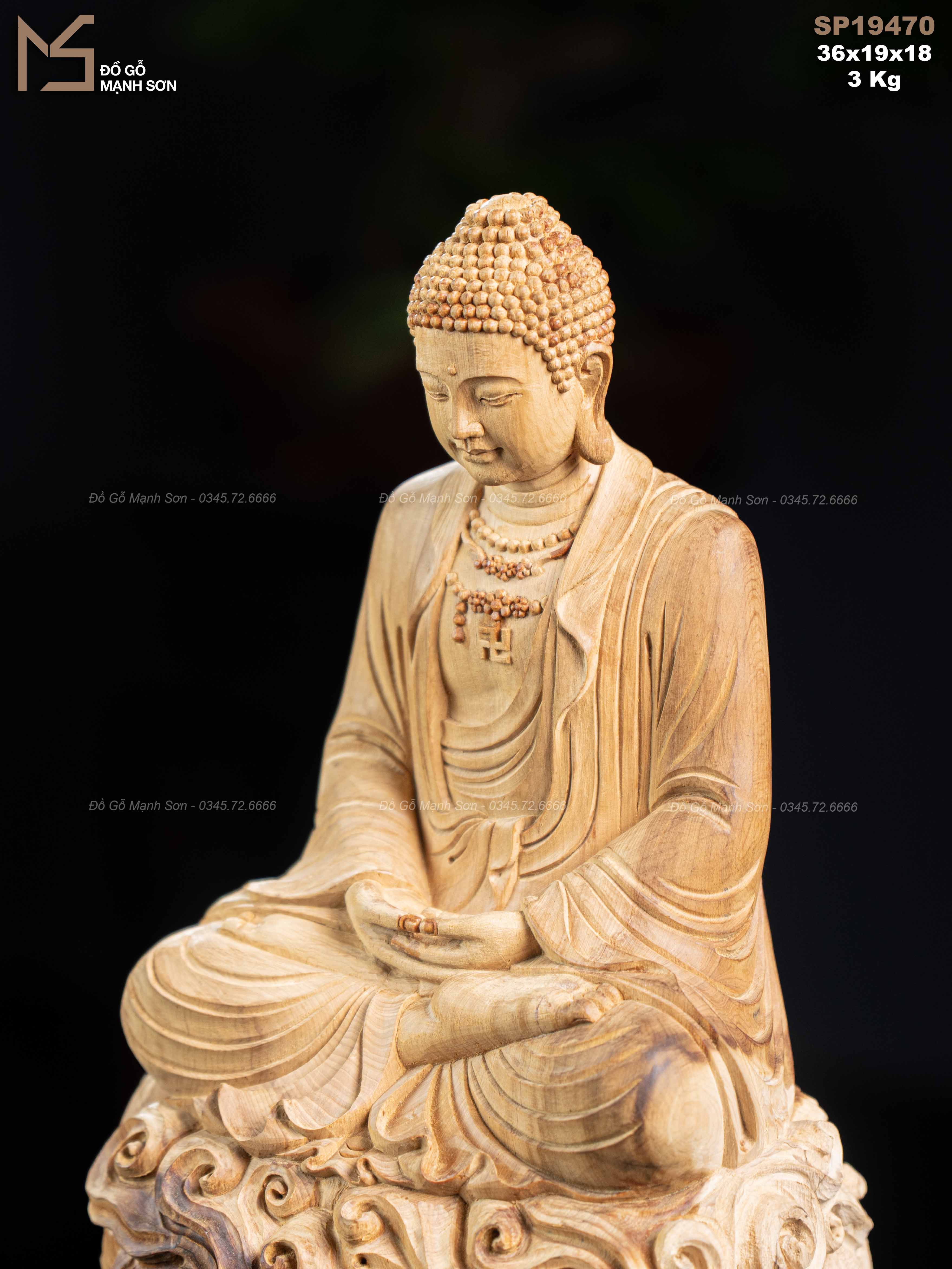 Tượng Phật A Di Đà gỗ hoàng đàn mã 19470