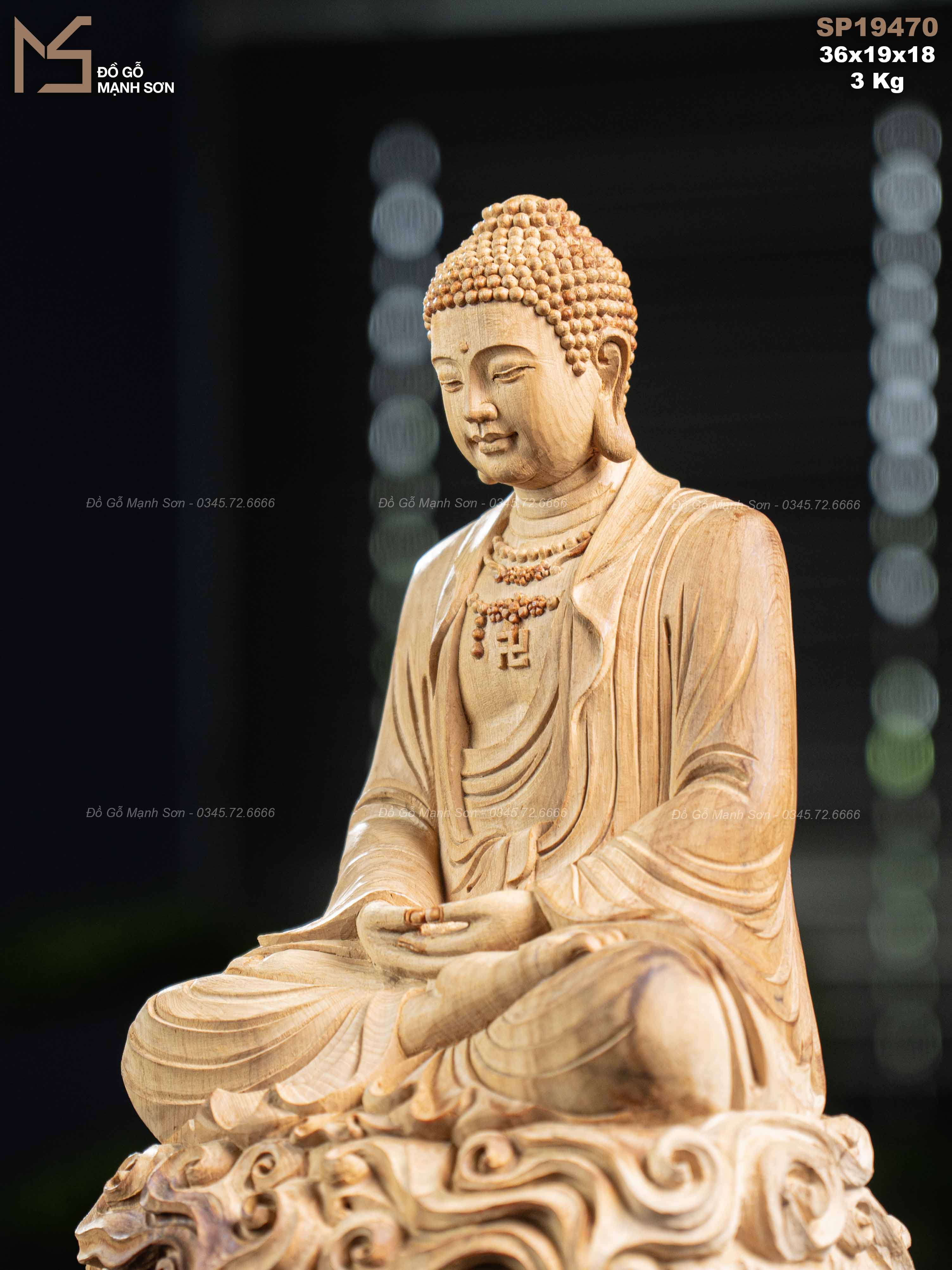 Tượng Phật A Di Đà gỗ hoàng đàn mã 19470