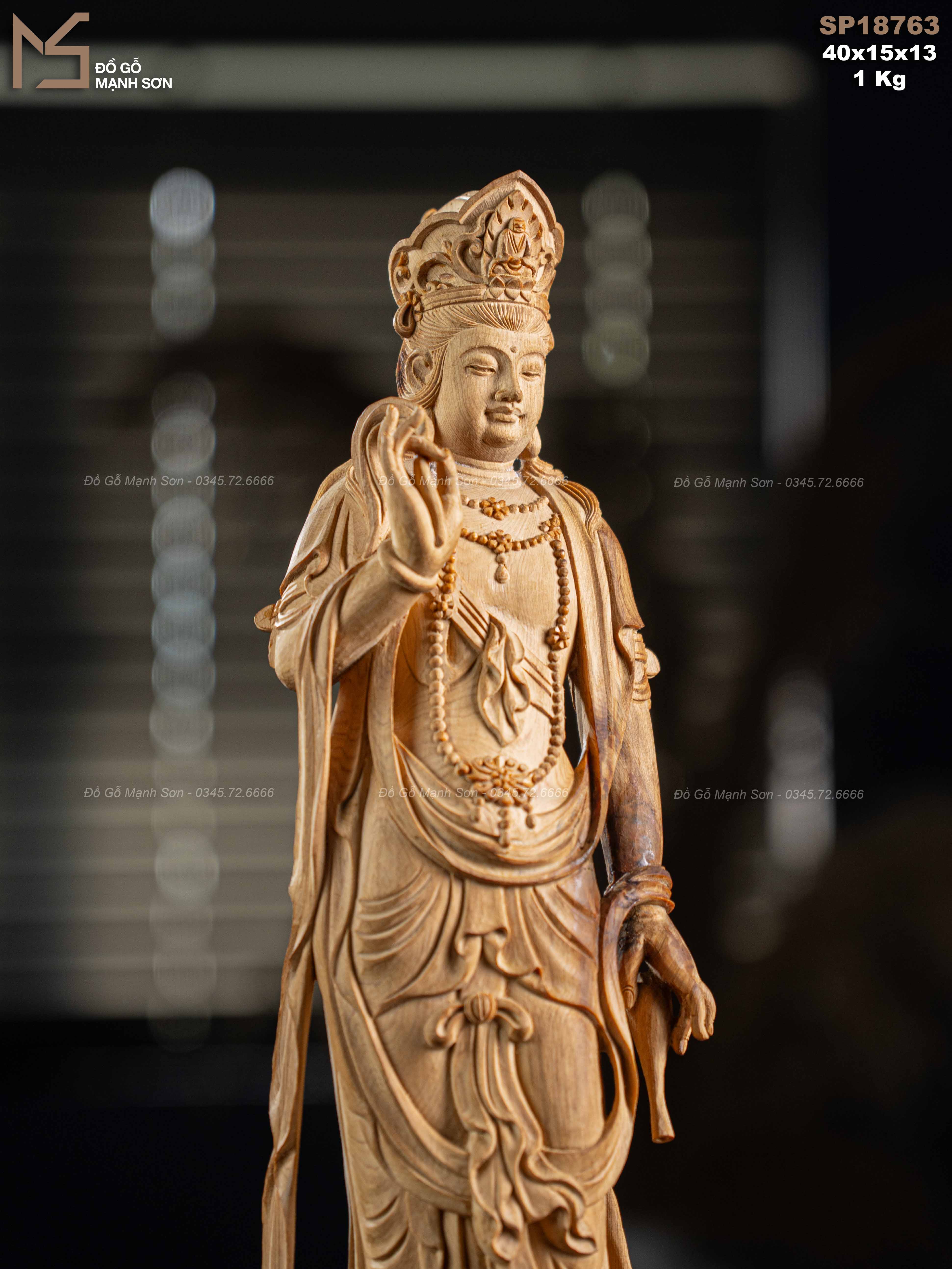 Tượng Phật Quan Âm hoàng đàn mã 18763
