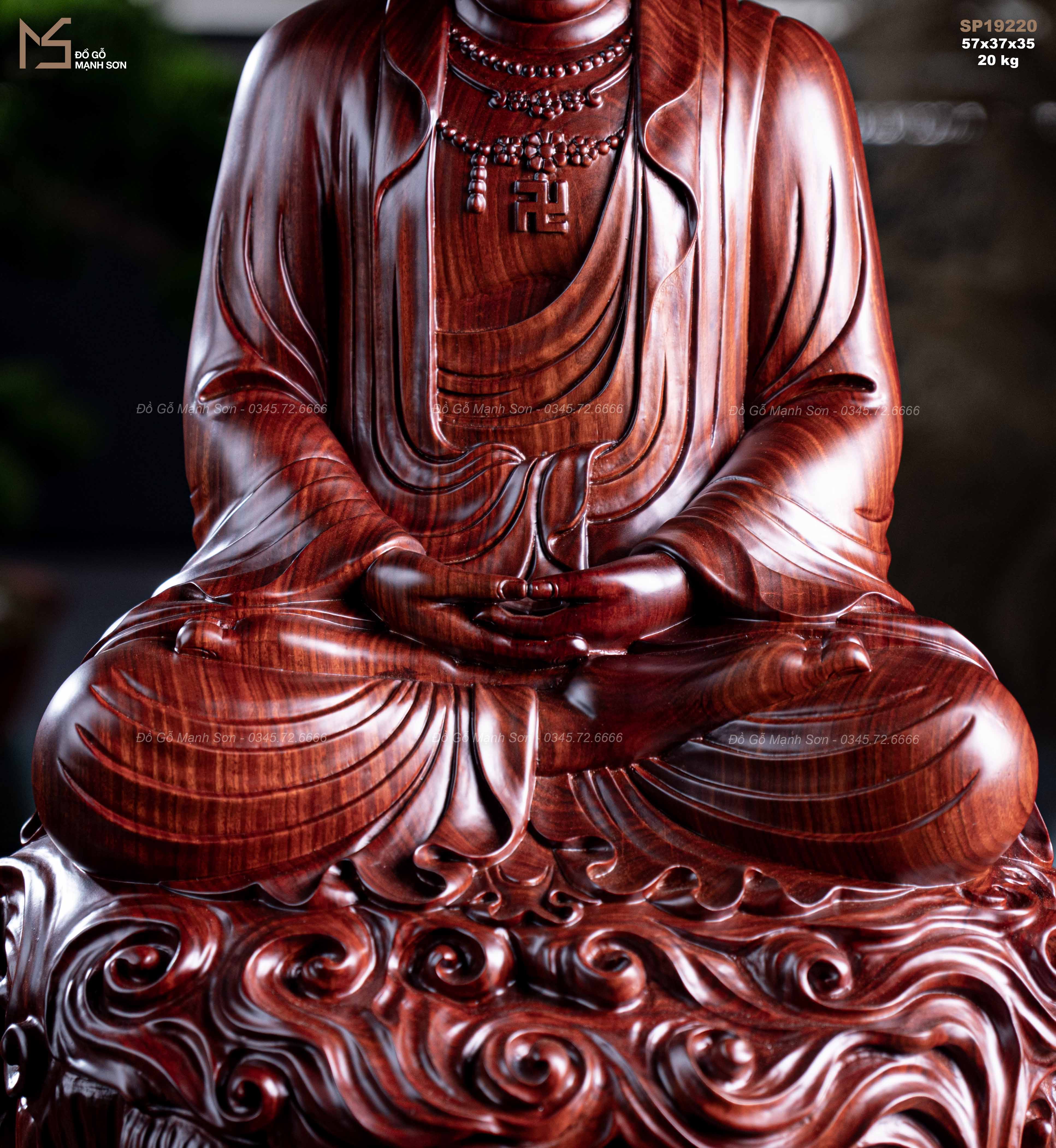 TƯỢNG PHẬT A DI ĐÀ DÁNG NGỒI THIỀN - GỖ TỬ ĐÀN