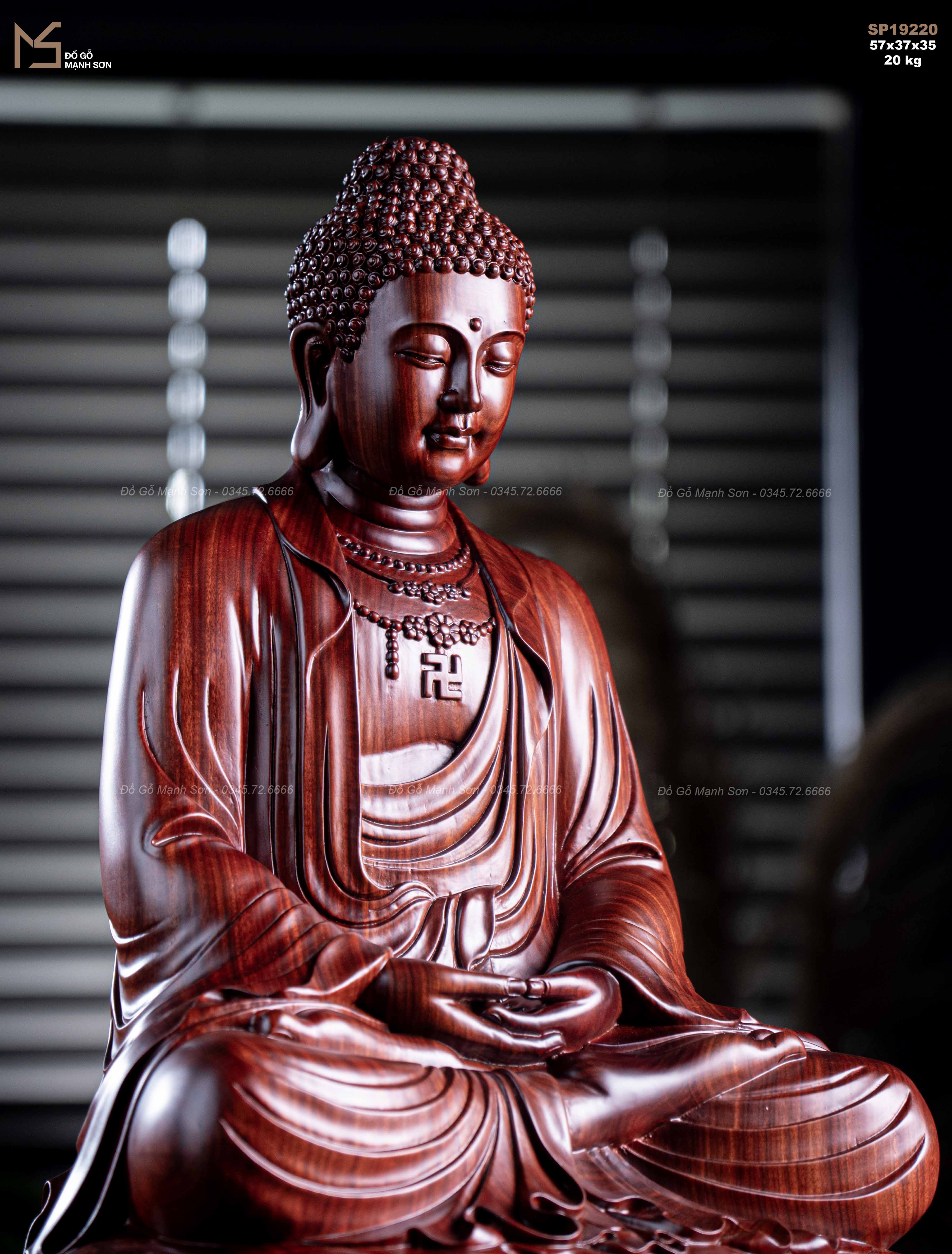 TƯỢNG PHẬT A DI ĐÀ DÁNG NGỒI THIỀN - GỖ TỬ ĐÀN