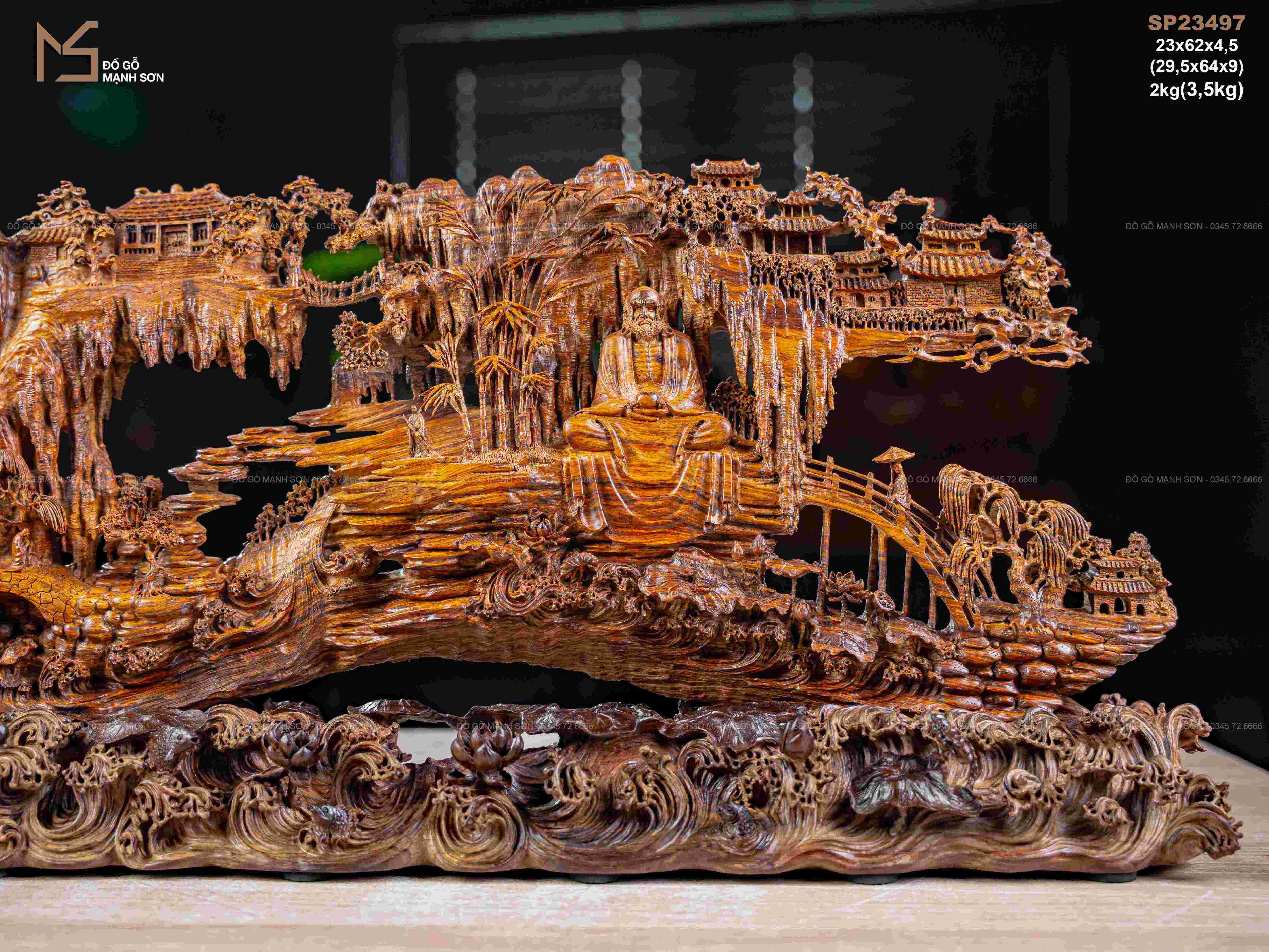 TƯỢNG ĐẠT MA NGỒI THIỀN GỖ SƯA