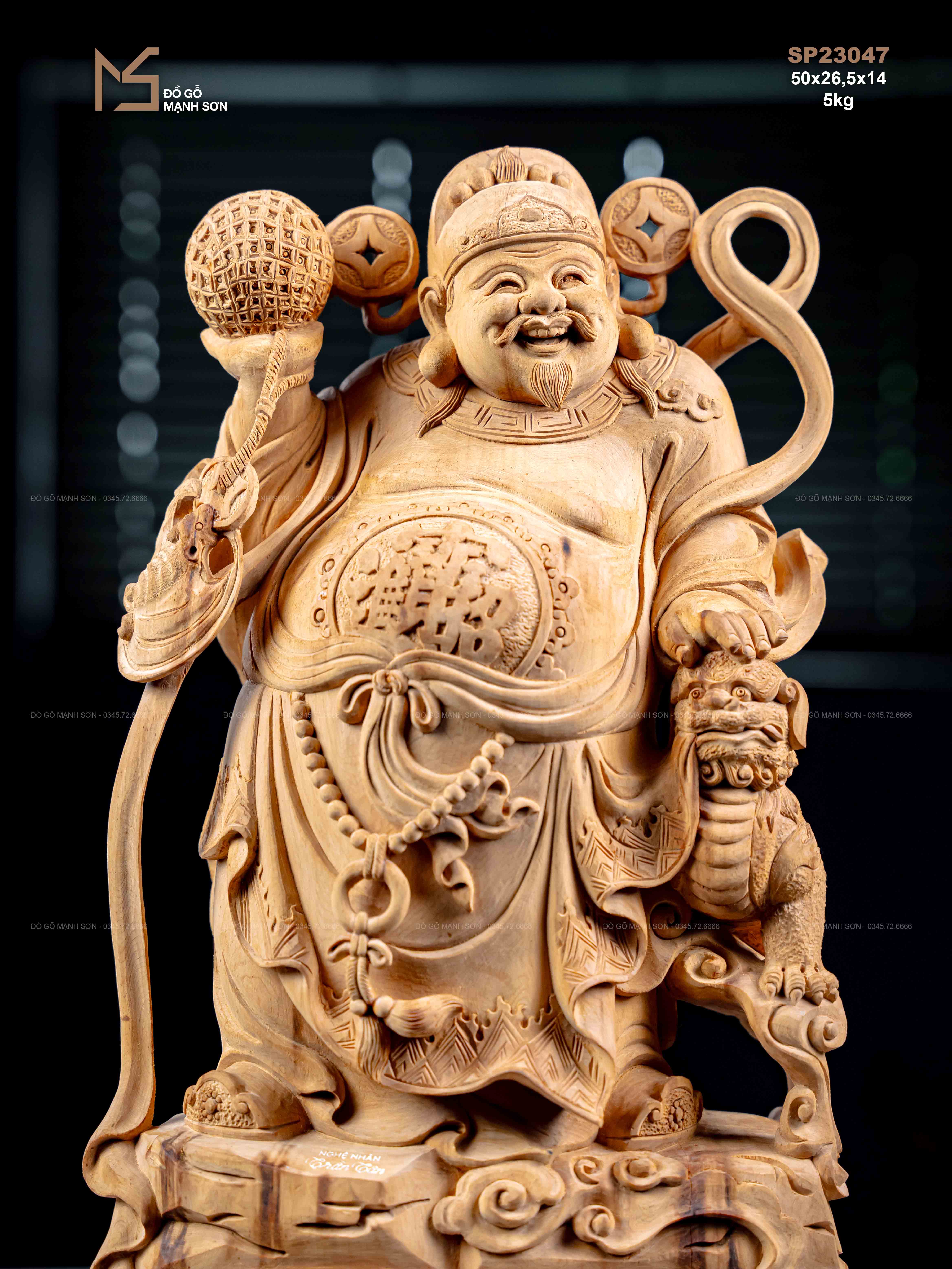 TƯỢNG THẦN TÀI - GỖ HOÀNG ĐÀN