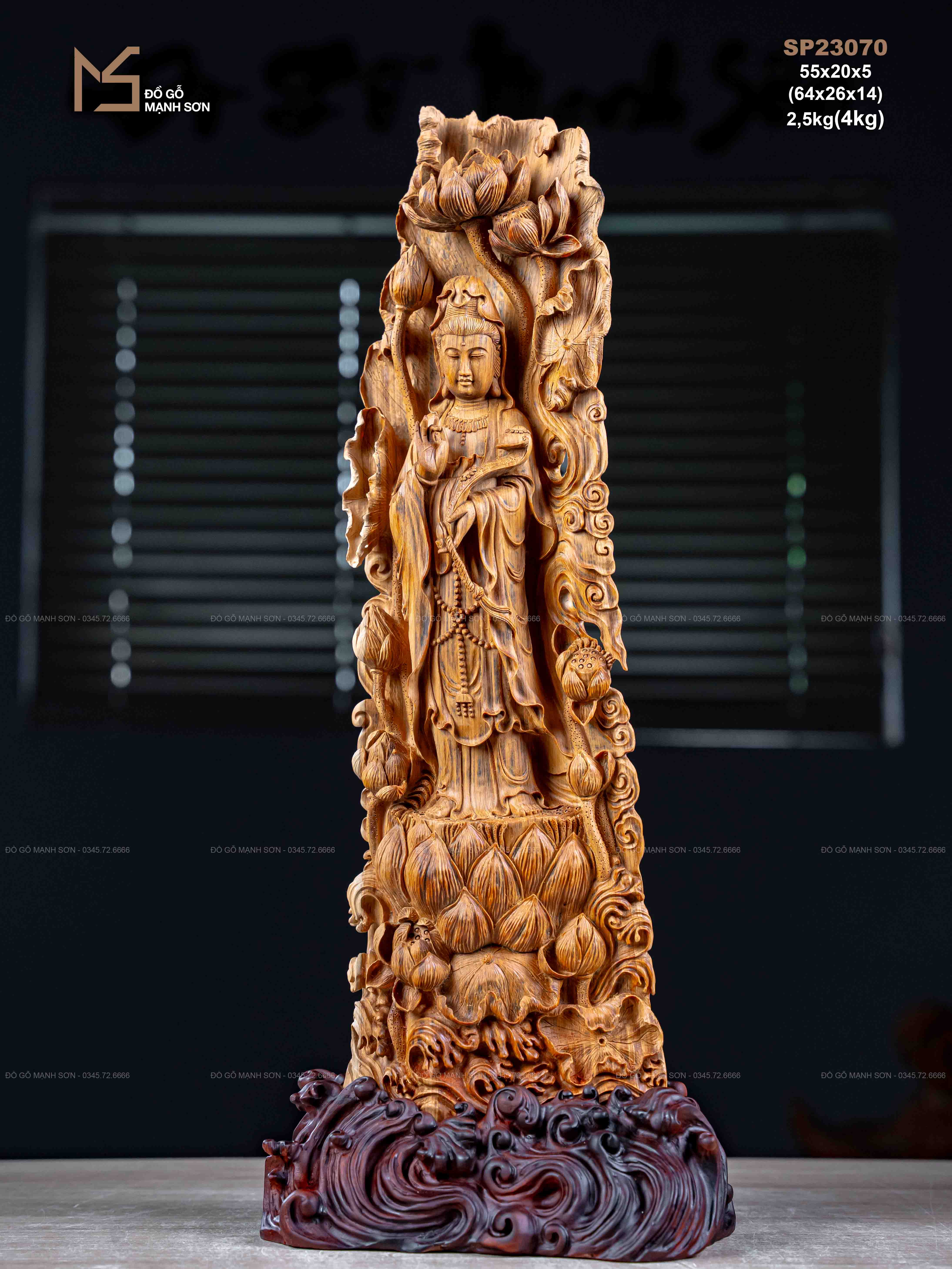 TƯỢNG PHẬT QUAN ÂM - GỖ HOÀNG ĐÀN