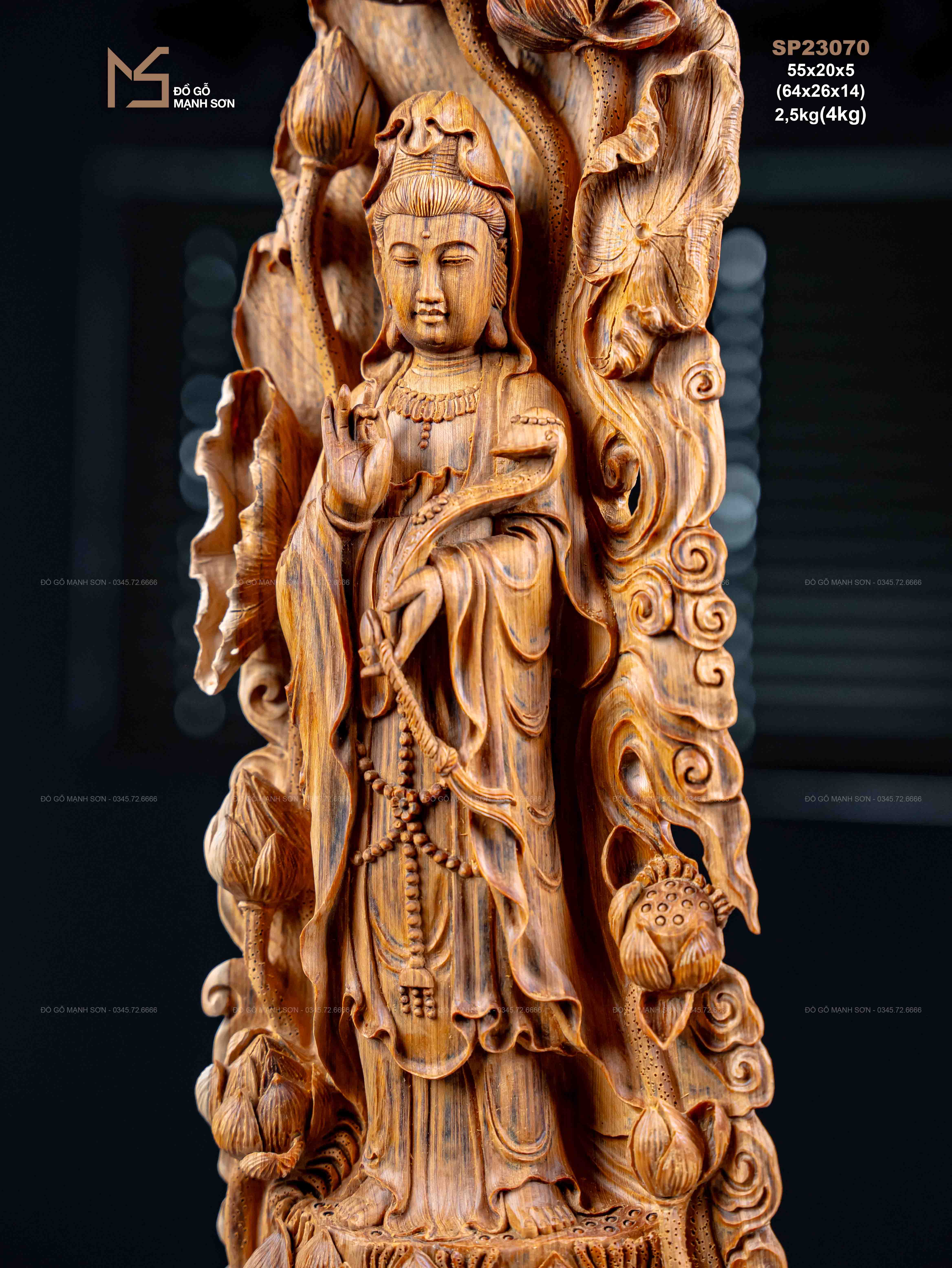 TƯỢNG PHẬT QUAN ÂM - GỖ HOÀNG ĐÀN