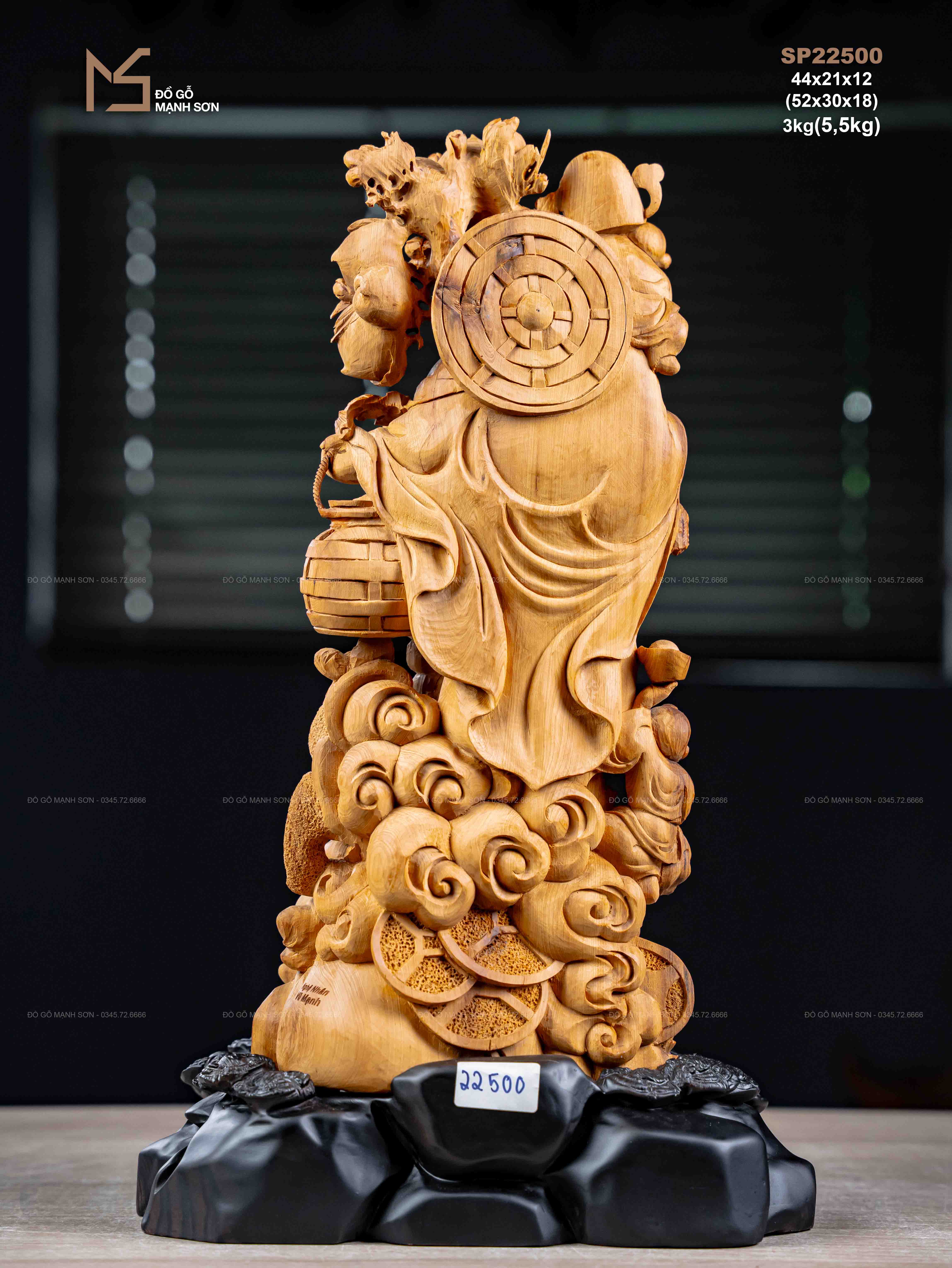TƯỢNG DI LẶC NGŨ PHÚC - GỖ HOÀNG ĐÀN