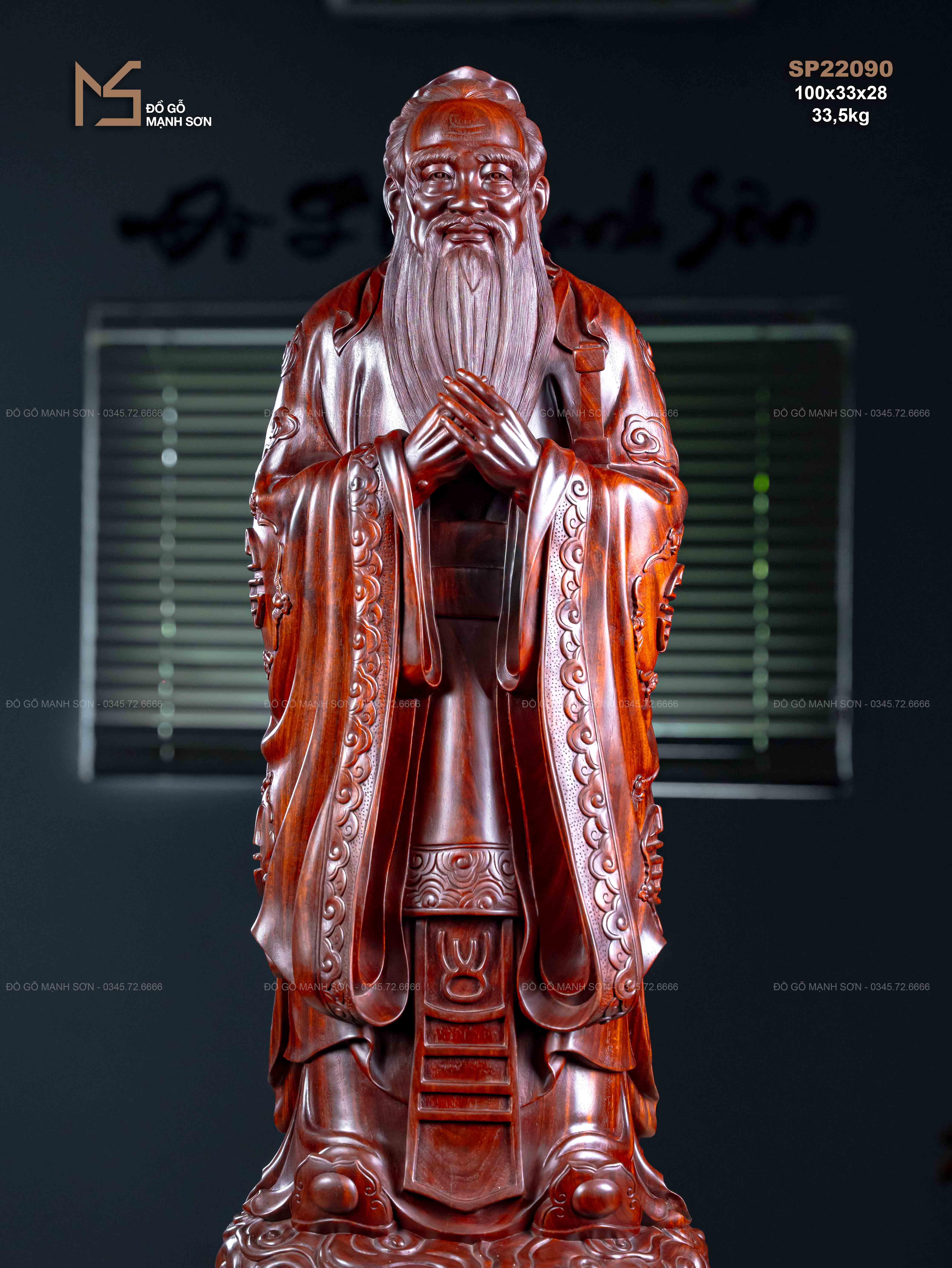 TƯỢNG KHỔNG TỬ - GỖ TỬ ĐÀN