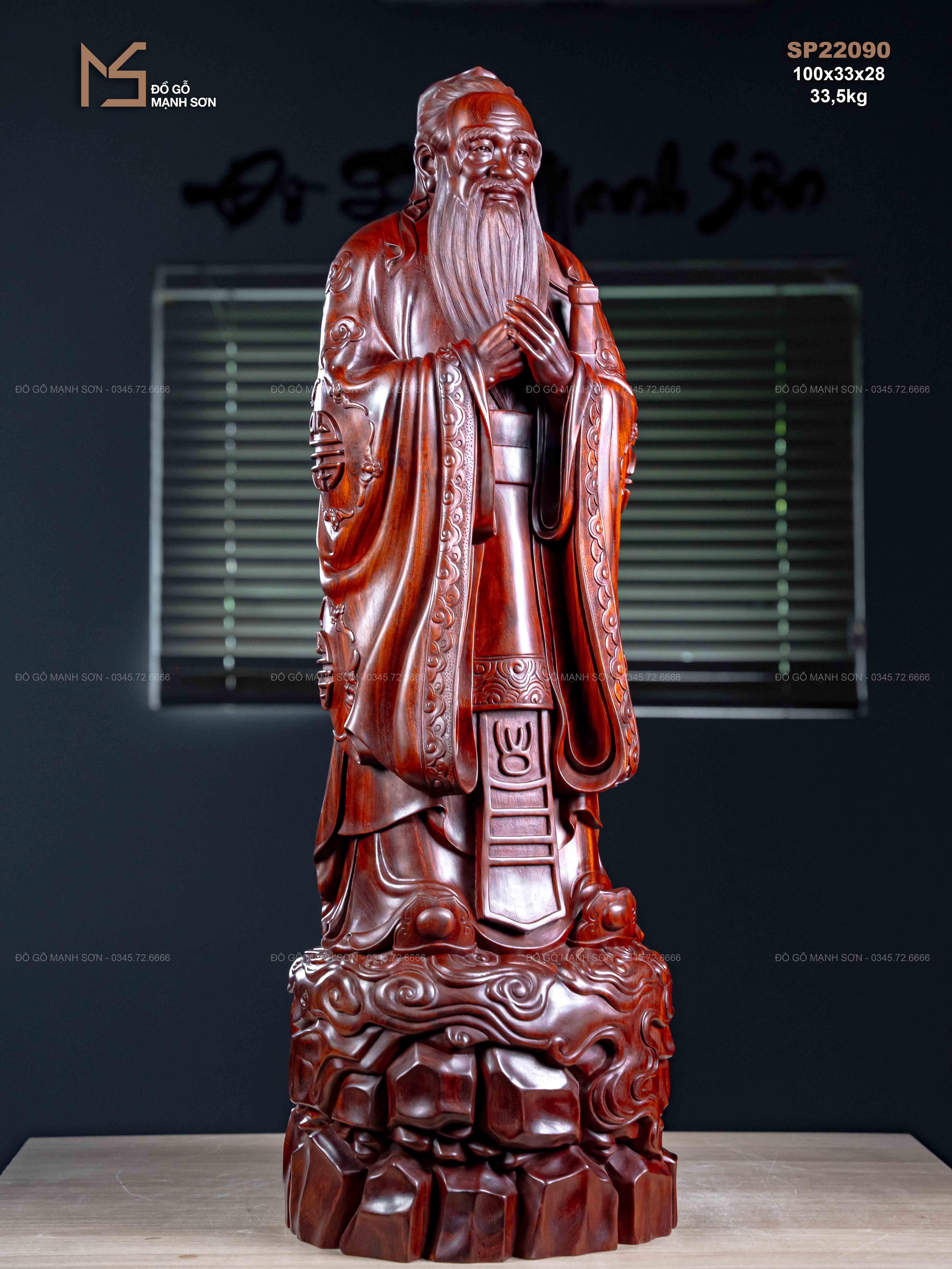 TƯỢNG KHỔNG TỬ - GỖ TỬ ĐÀN