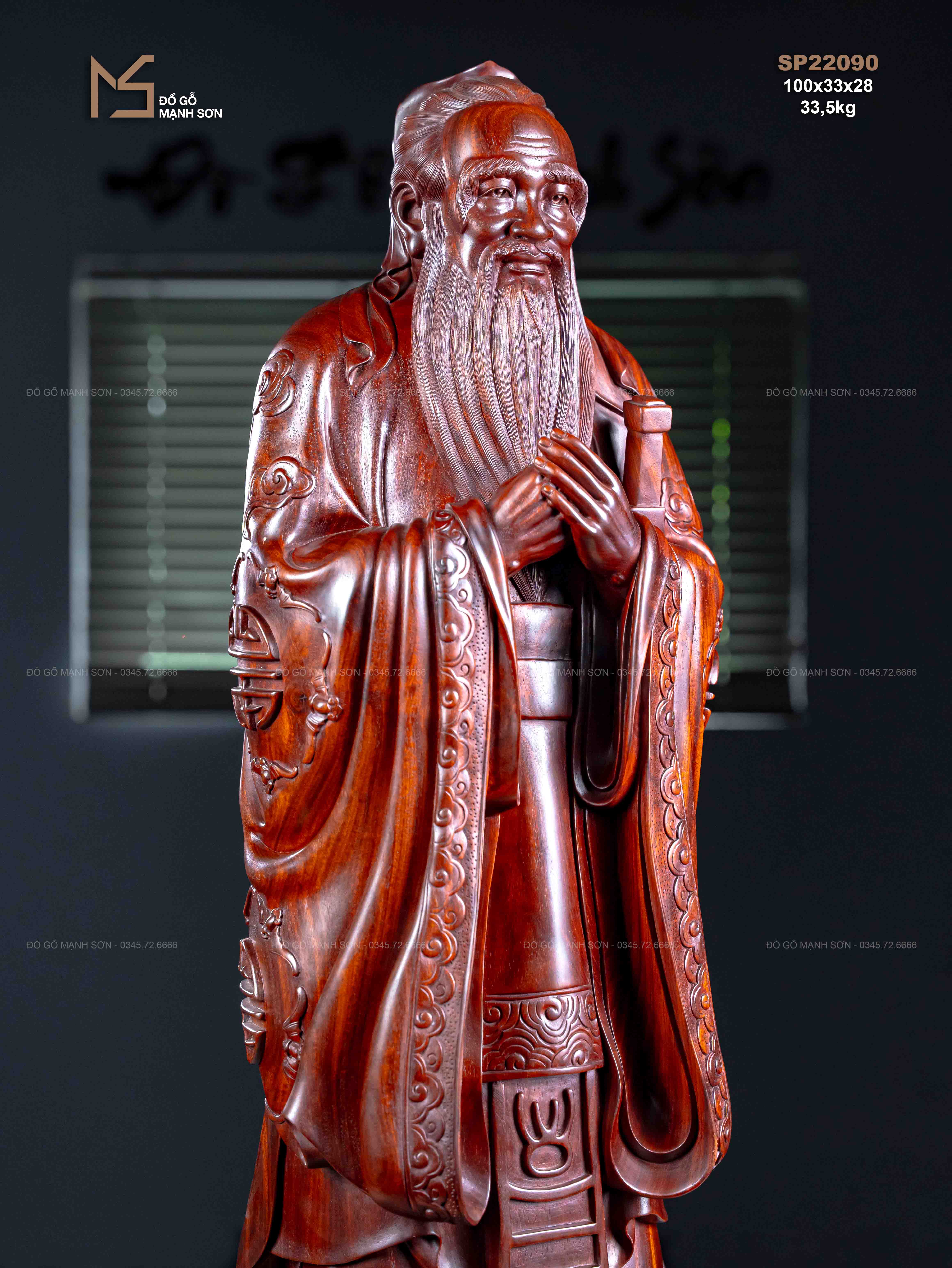 TƯỢNG KHỔNG TỬ - GỖ TỬ ĐÀN