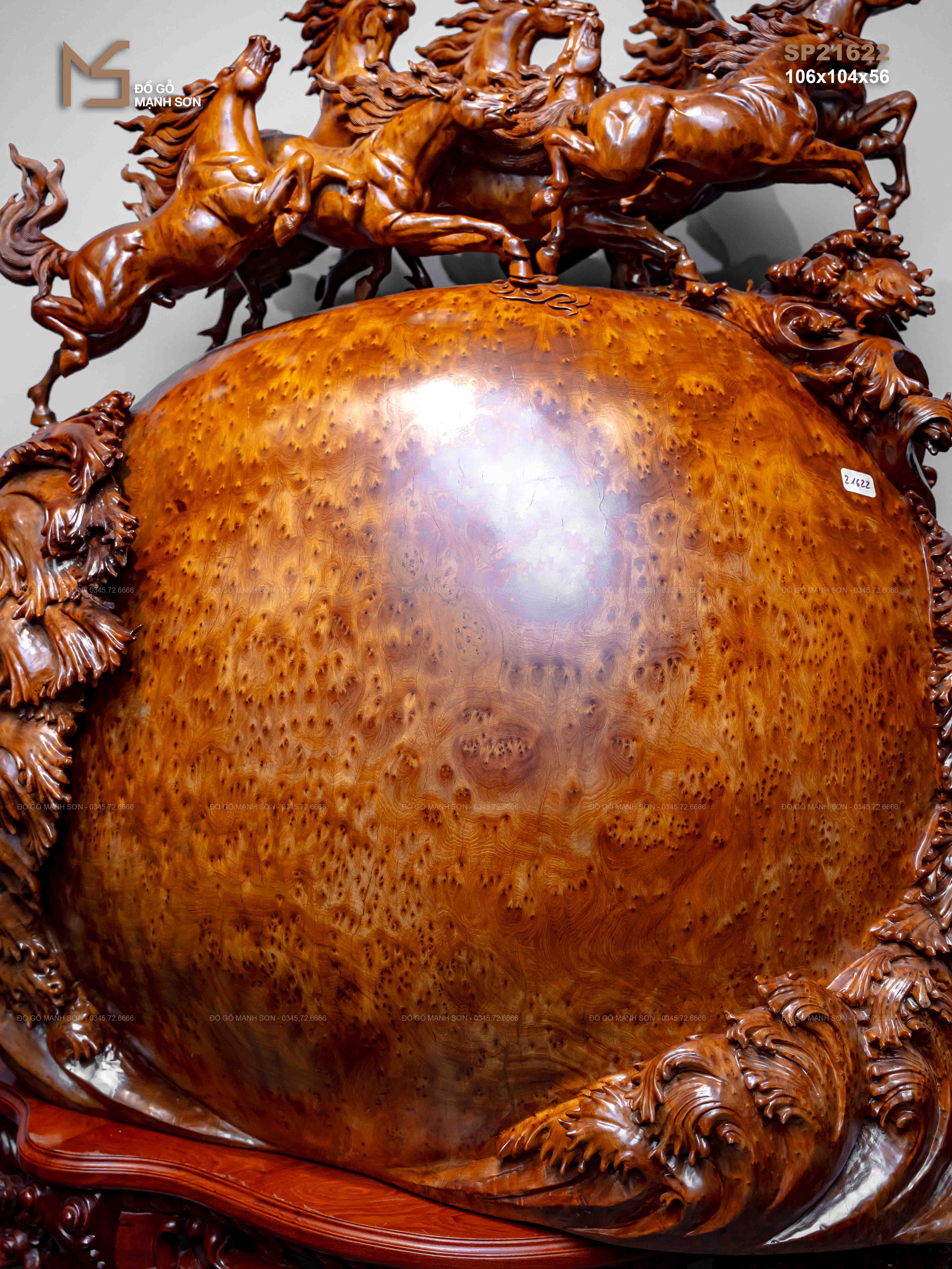 TƯỢNG BÁT MÃ TRUY PHONG - GỖ NU NGỌC AM