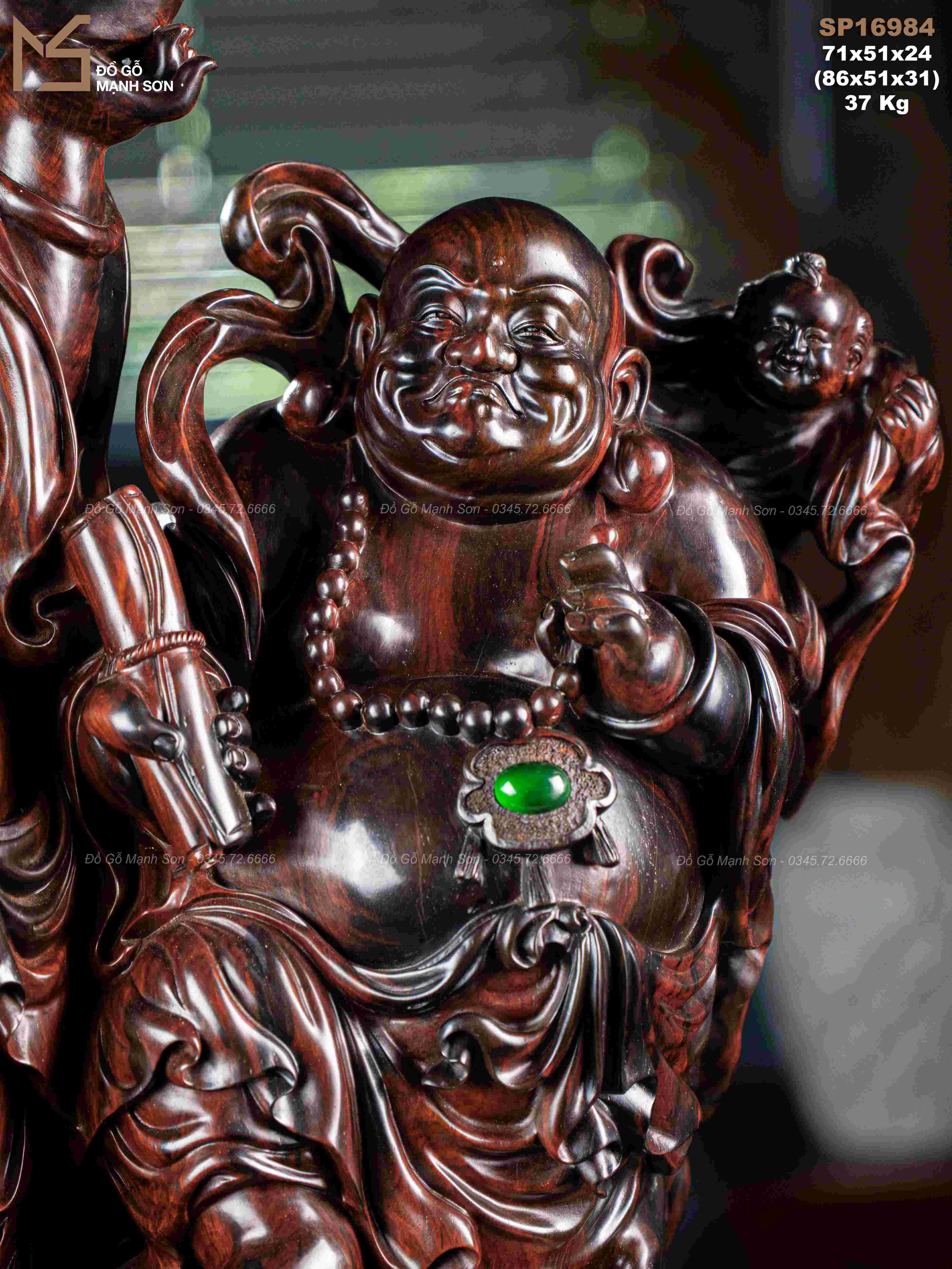 Tượng song phúc Di Lặc gỗ trắc mã 16984