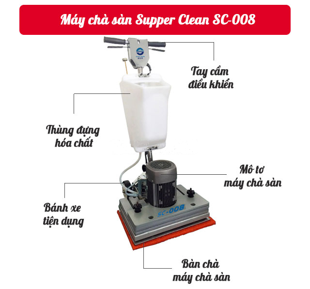 Ưu điểm của máy chà sàn đơn Supper Clean SC 008