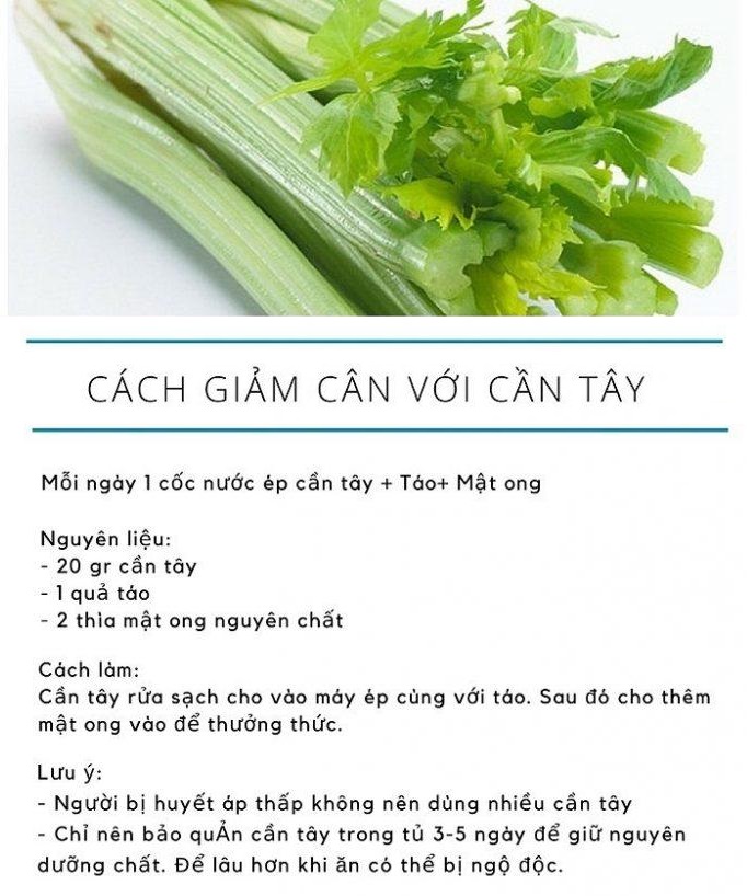 Cách giảm cân bằng rau cần tây