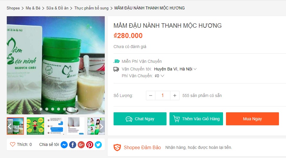 Giá mầm đậu nành Thanh Mộc Hương trên shopee