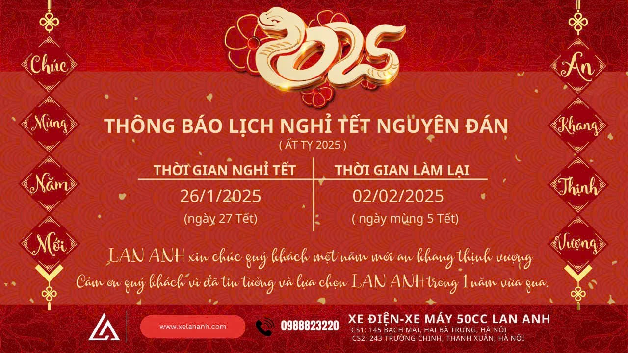 Xe Lan Anh thông báo lịch nghỉ Tết Ất Tị 2025