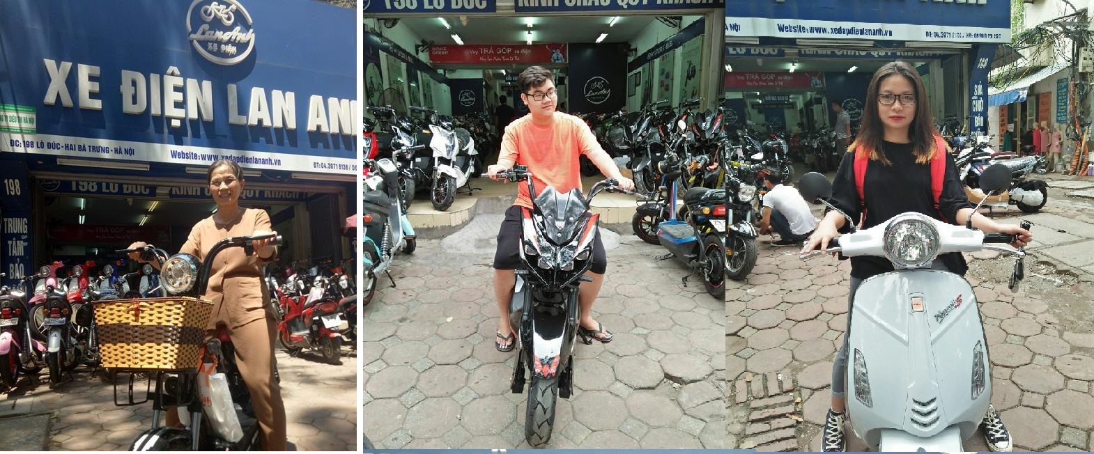Khách hàng thay ắc quy xe điện ở Xe điện Lan Anh