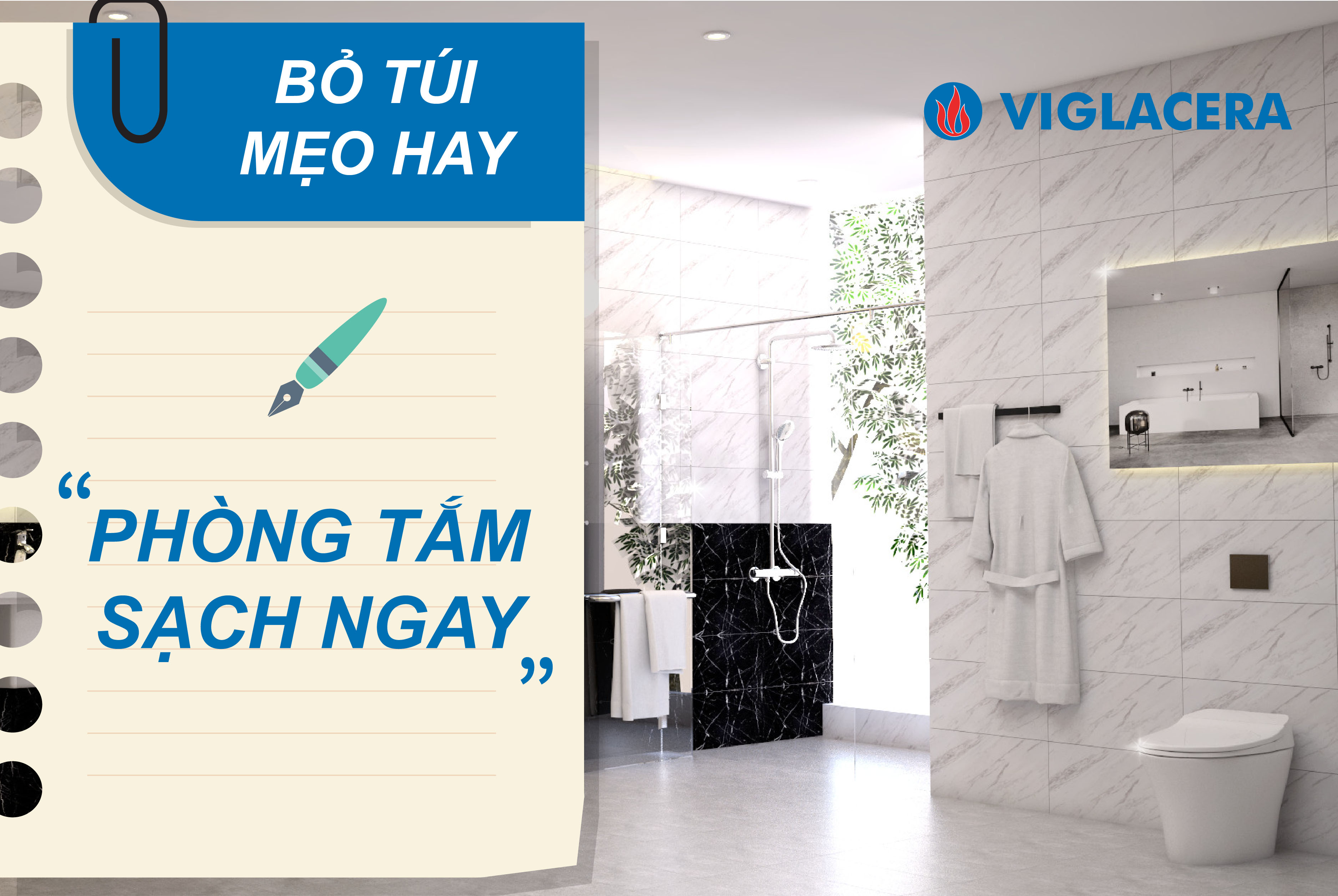 Với những dịch vụ làm sạch phòng tắm hiện đại, bạn sẽ luôn được thư giãn trong không gian thoáng đãng, quý phái. Cùng VIGLACERA, bạn sẽ được trải nghiệm dịch vụ làm sạch phòng tắm chuyên nghiệp, đảm bảo vệ sinh tối đa cho ngôi nhà của bạn.