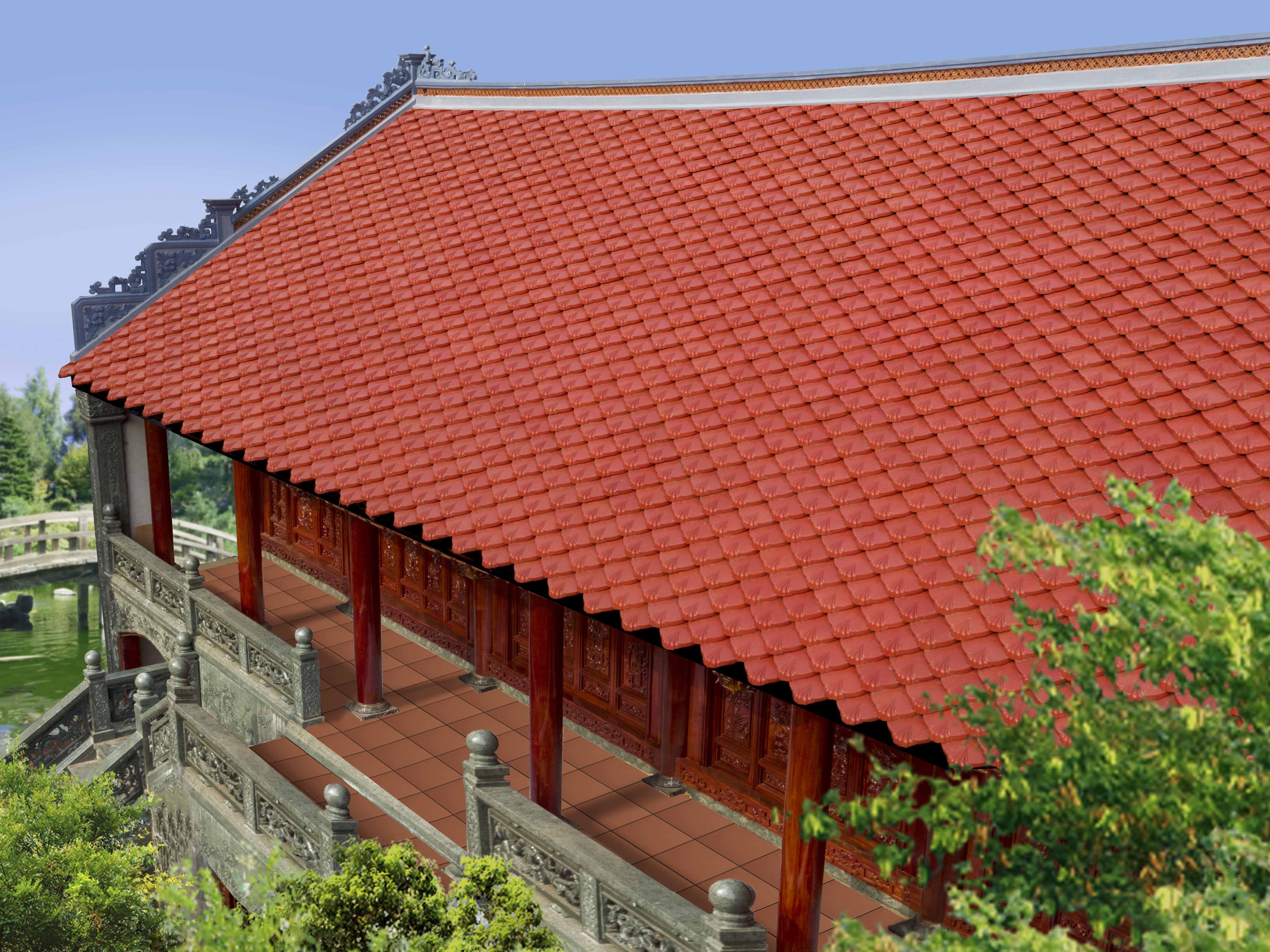 Ngói con sò tráng men đỏ