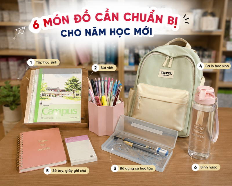 🎒 Chuẩn Bị Năm Học Mới: 10 Món Đồ Không Thể Thiếu Giúp Học Sinh Tự Tin Đến Trường
