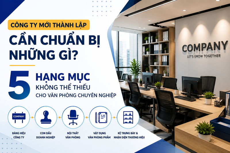 Công Ty Mới Thành Lập Cần Chuẩn Bị Những Gì? 5 Hạng Mục Không Thể Thiếu Cho Văn Phòng Chuyên Nghiệp
