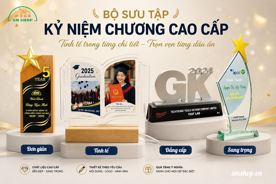 Kỷ niệm chương nên chọn chất liệu nào để sang mà vẫn tối ưu chi phí?