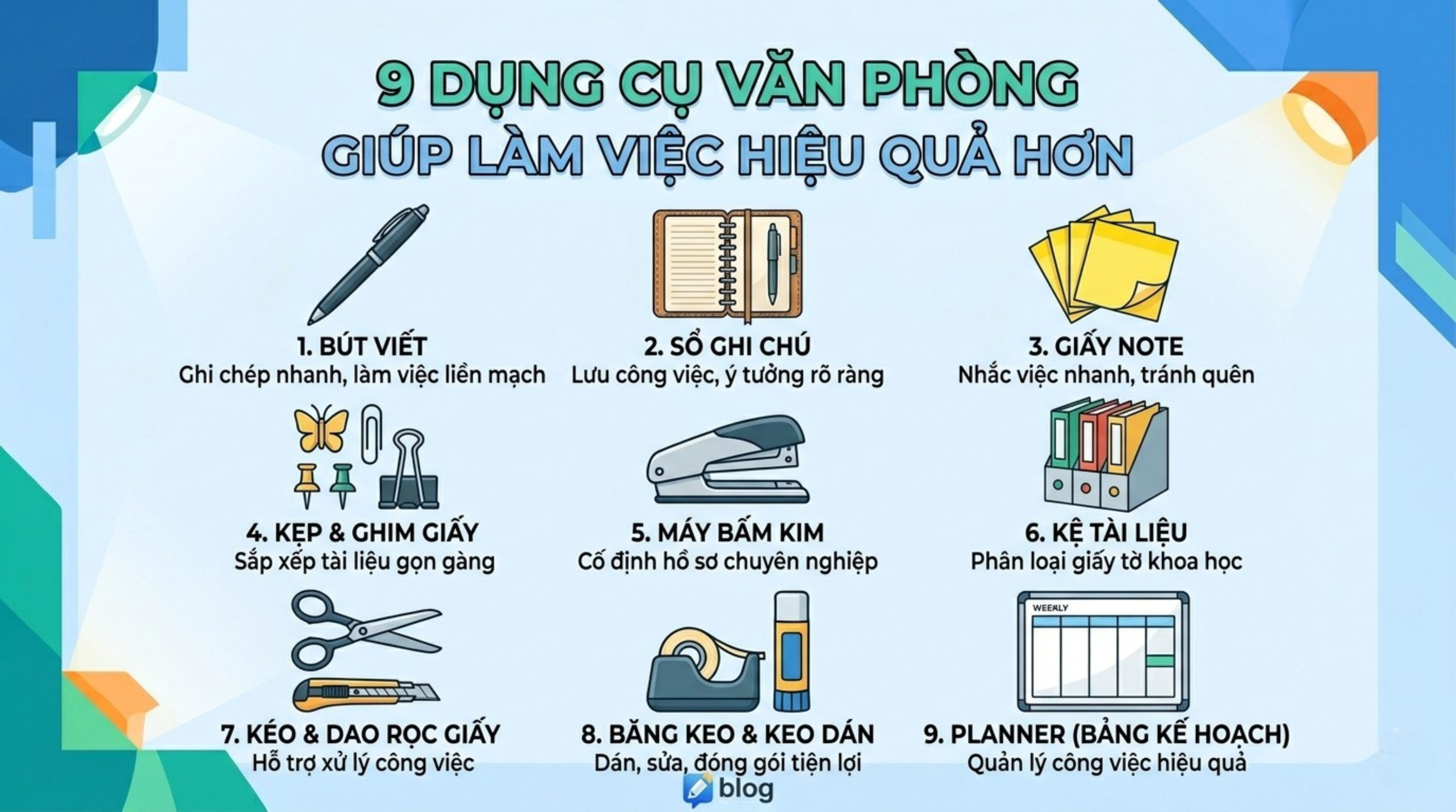 🧠 10 dụng cụ văn phòng giúp làm việc hiệu quả hơn