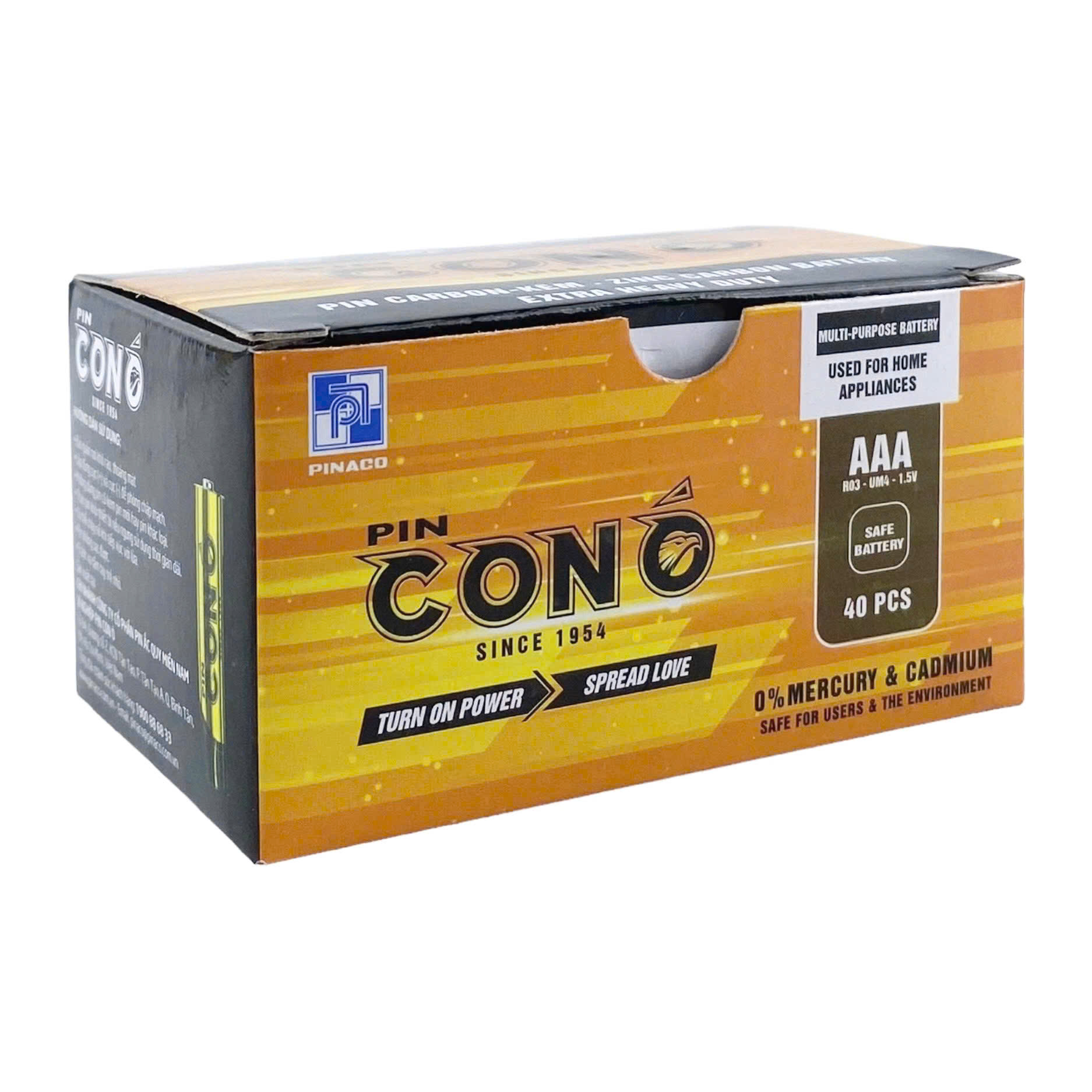 Pin Pinaco R03-UM4 AAA con ó, pin kiềm, pin con ó, văn phòng phẩm